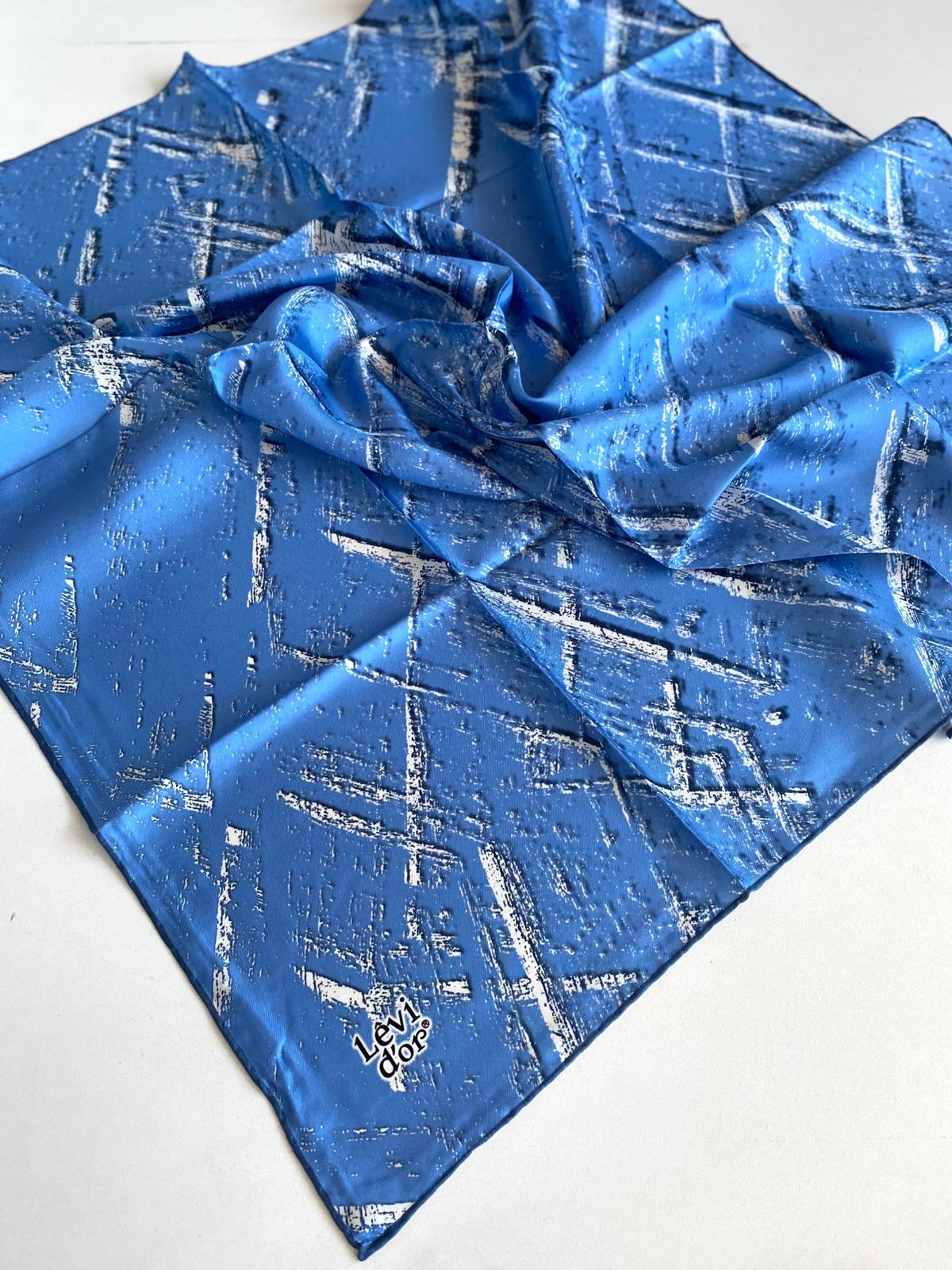 Levidor Twill Pure Silk Scarf 49360 Blue Mixed Pattern