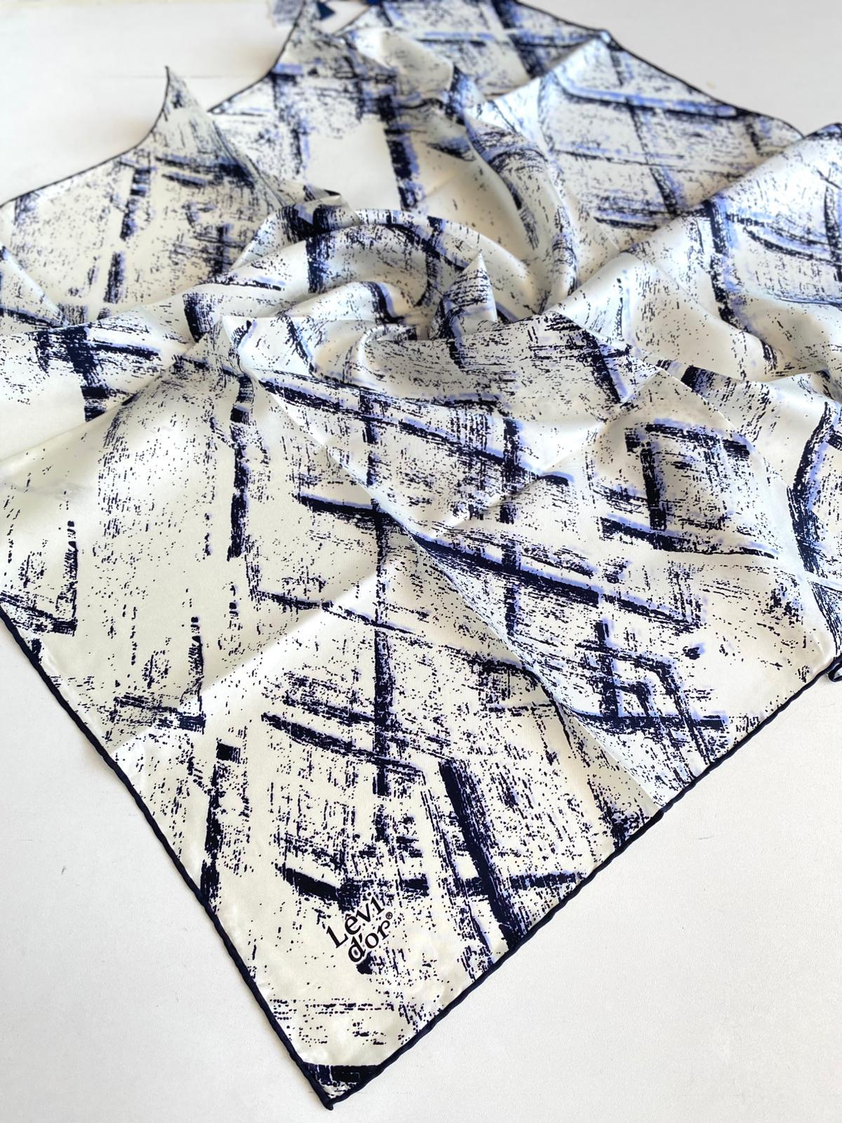 Levidor Twill Pure Silk Scarf 49362 Cream Mixed Pattern