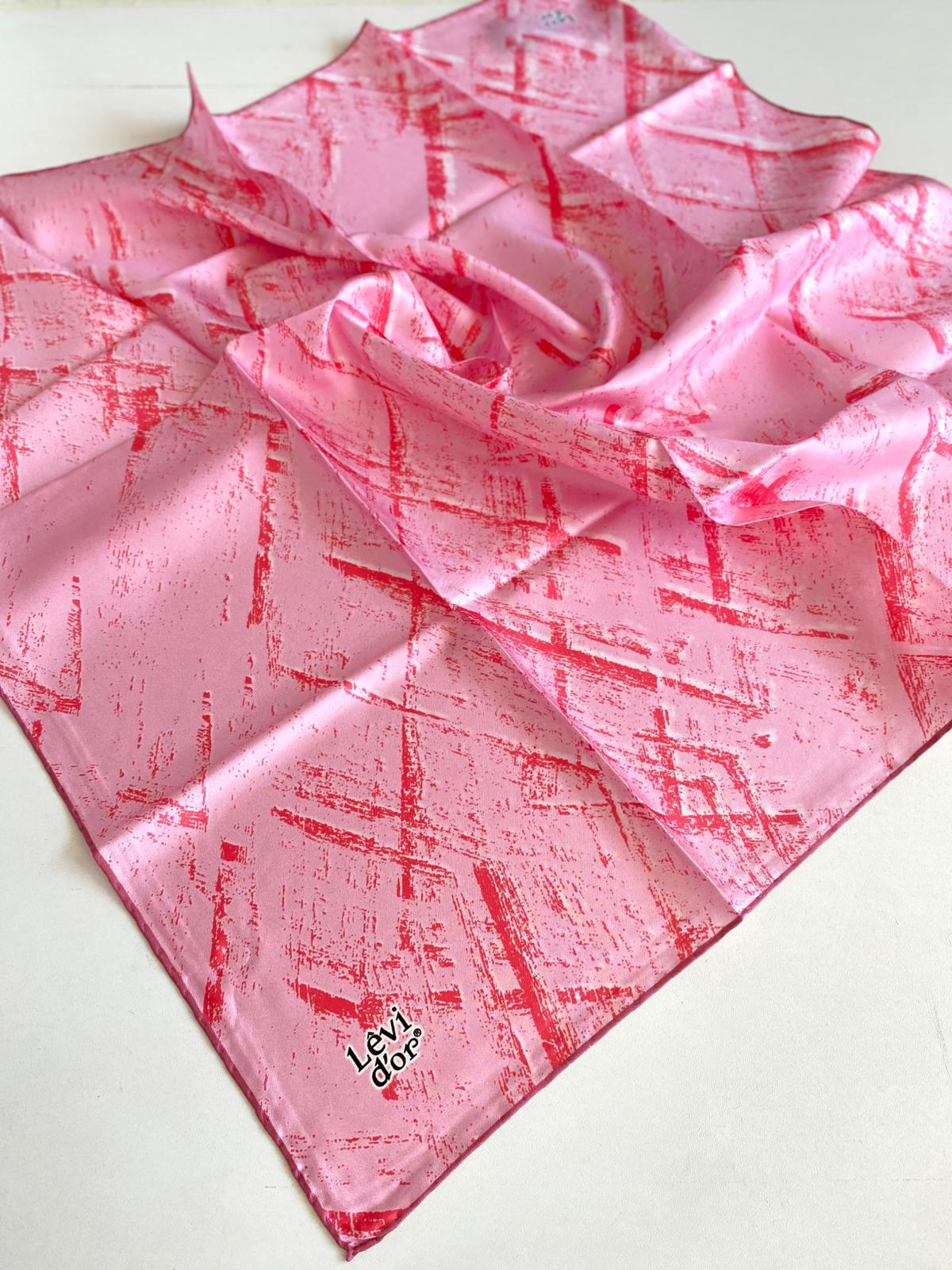Levidor Twill Pure Silk Scarf 49363 Pink Mixed Pattern