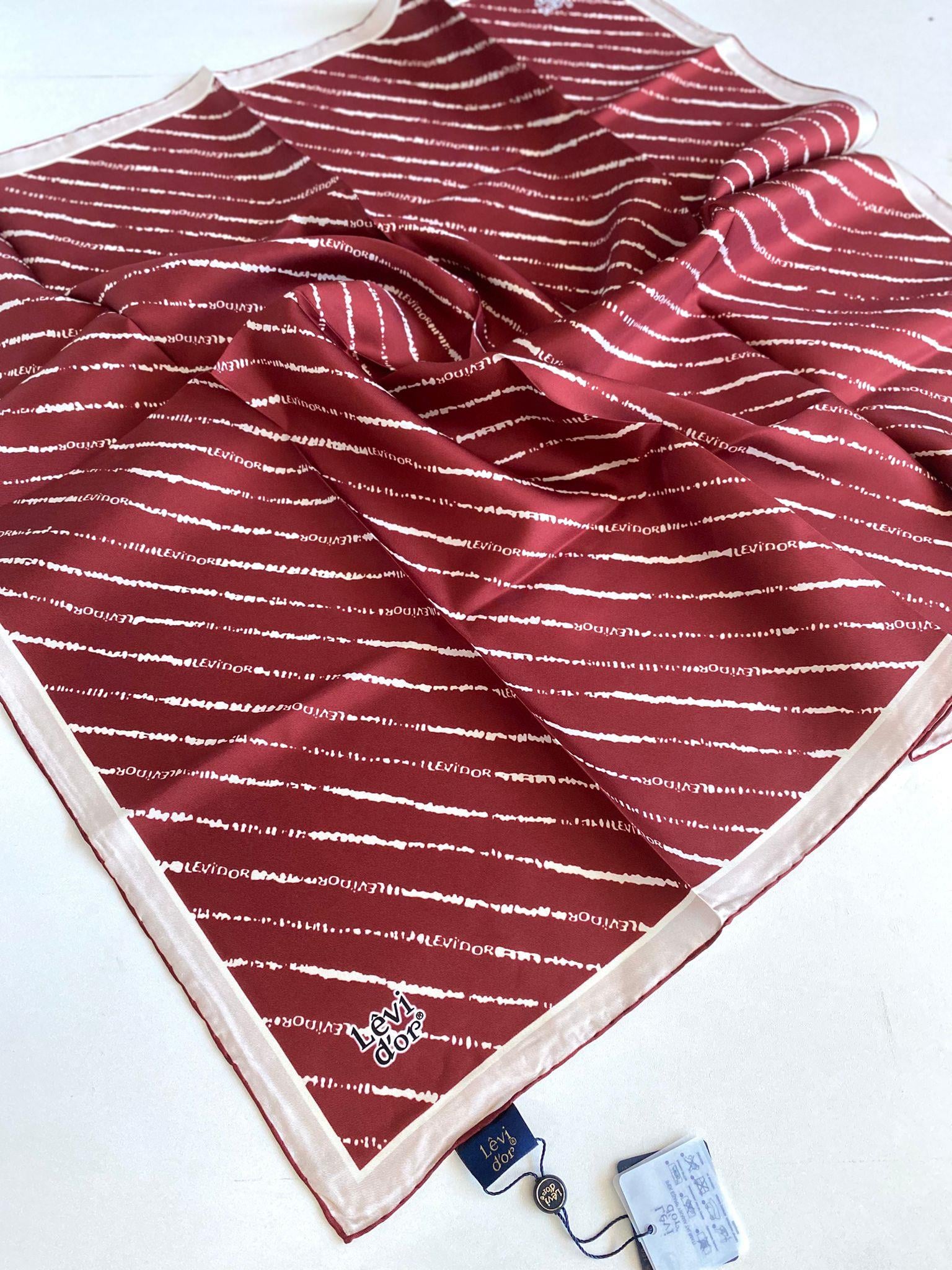 Levidor Twill Pure Silk Scarf 49368 Claret Red Mixed Pattern