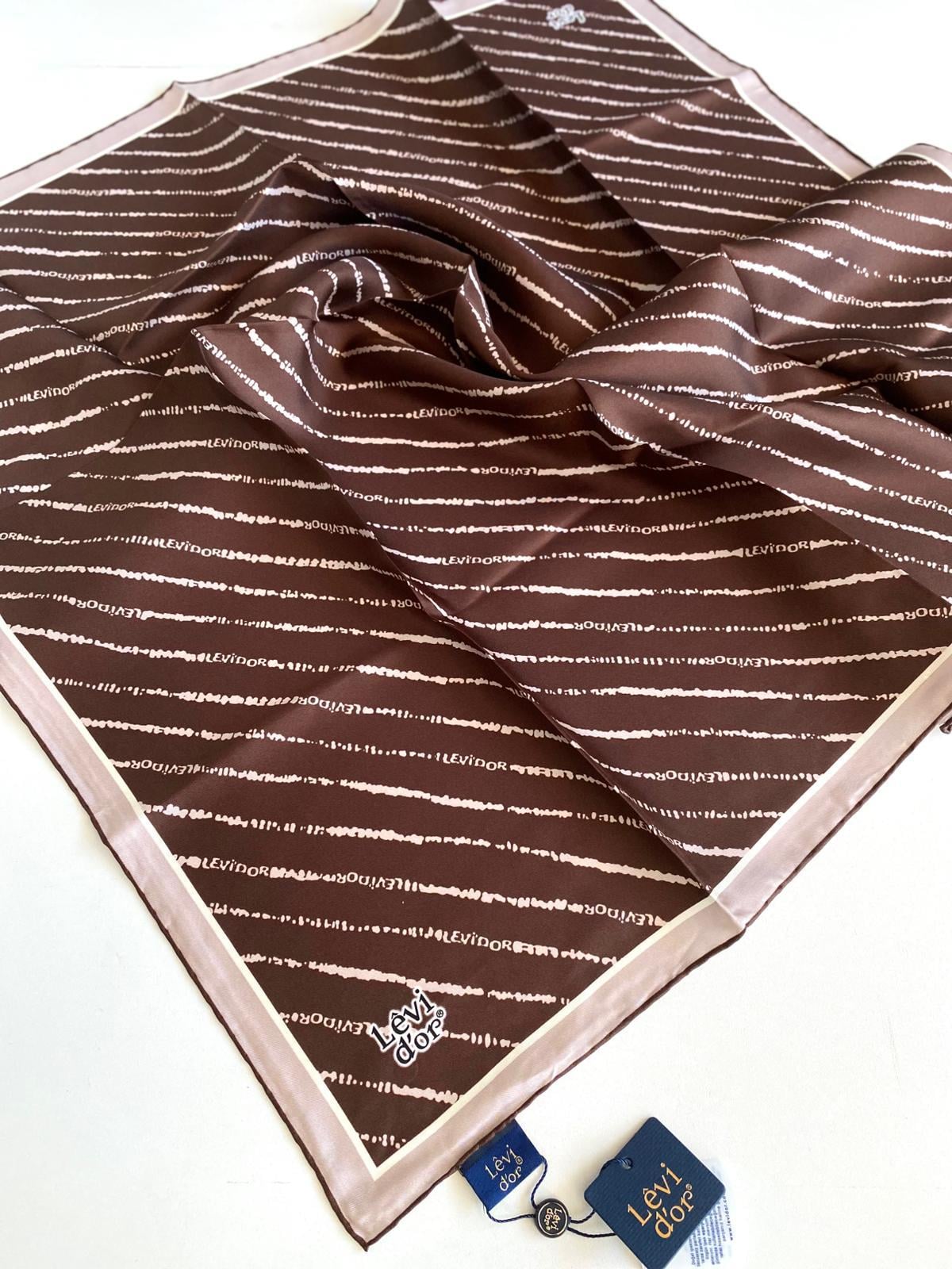Levidor Twill Pure Silk Scarf 49372 Black Mixed Pattern