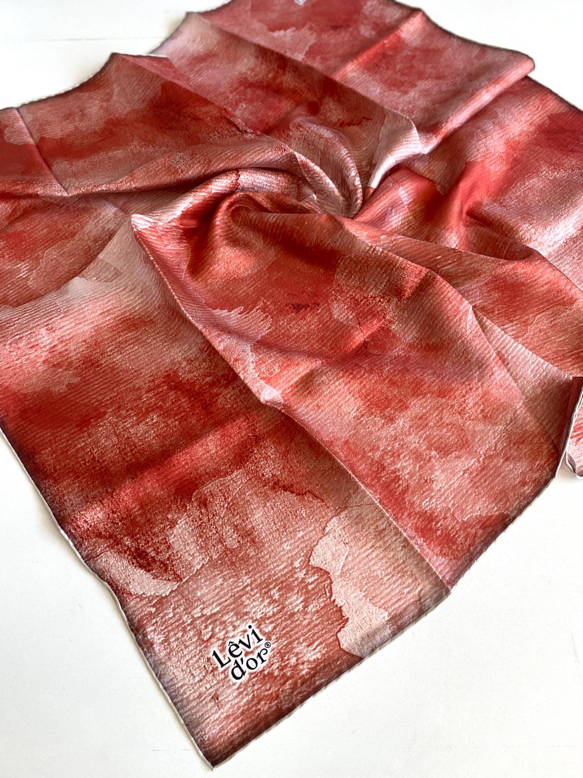 Levidor Twill Pure Silk Scarf 49378 Red Mixed Pattern