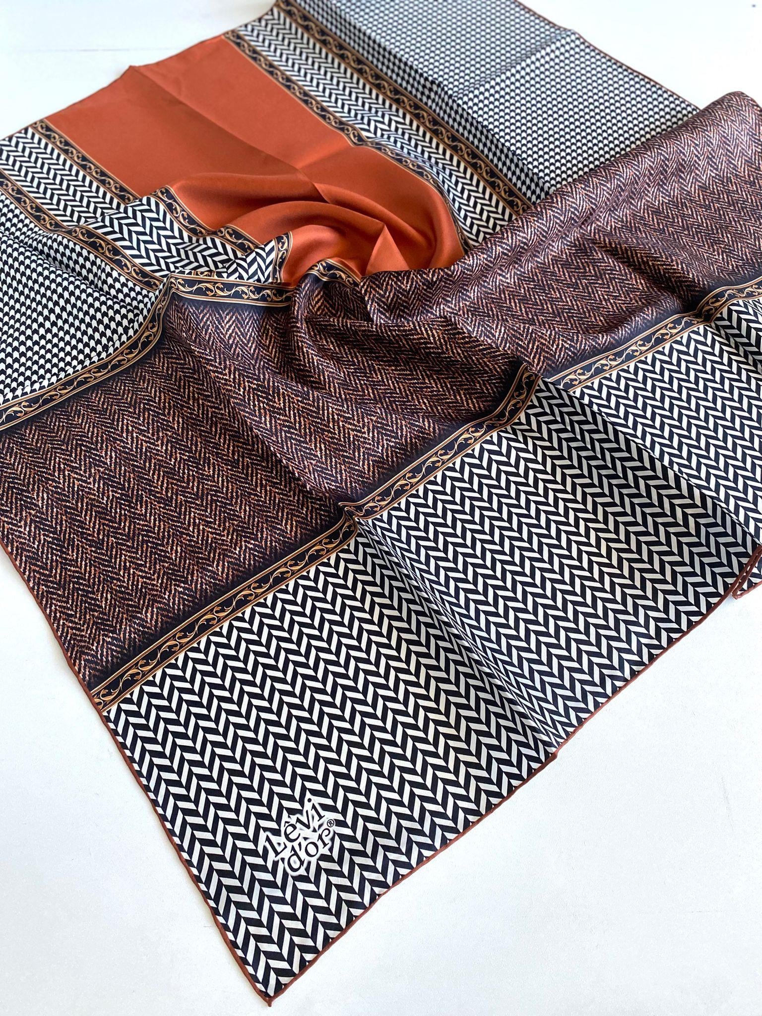 Levidor Tivil Saf İpek Eşarp 49446 Tarçın Karışık Desen