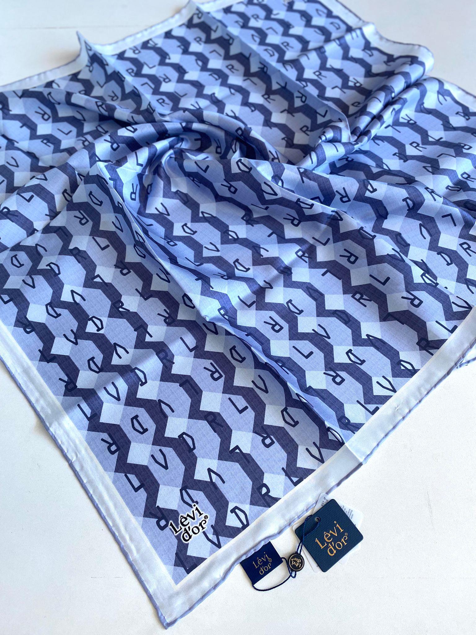 Levidor Tivil Saf İpek Eşarp 49449 Buz Mavi Karışık Desen