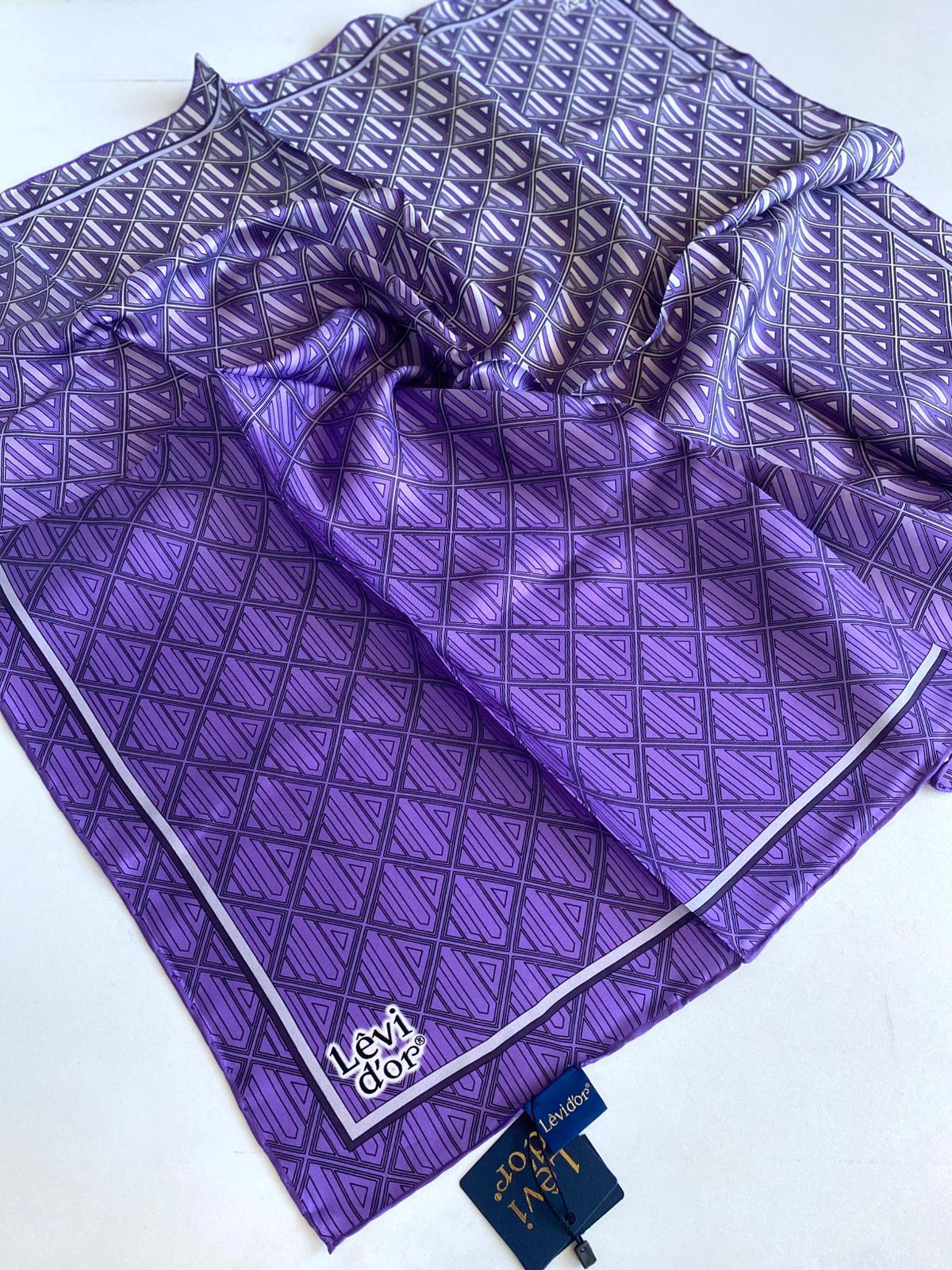 Levidor Tivil Saf İpek Eşarp 49462 Mor Karışık Desen