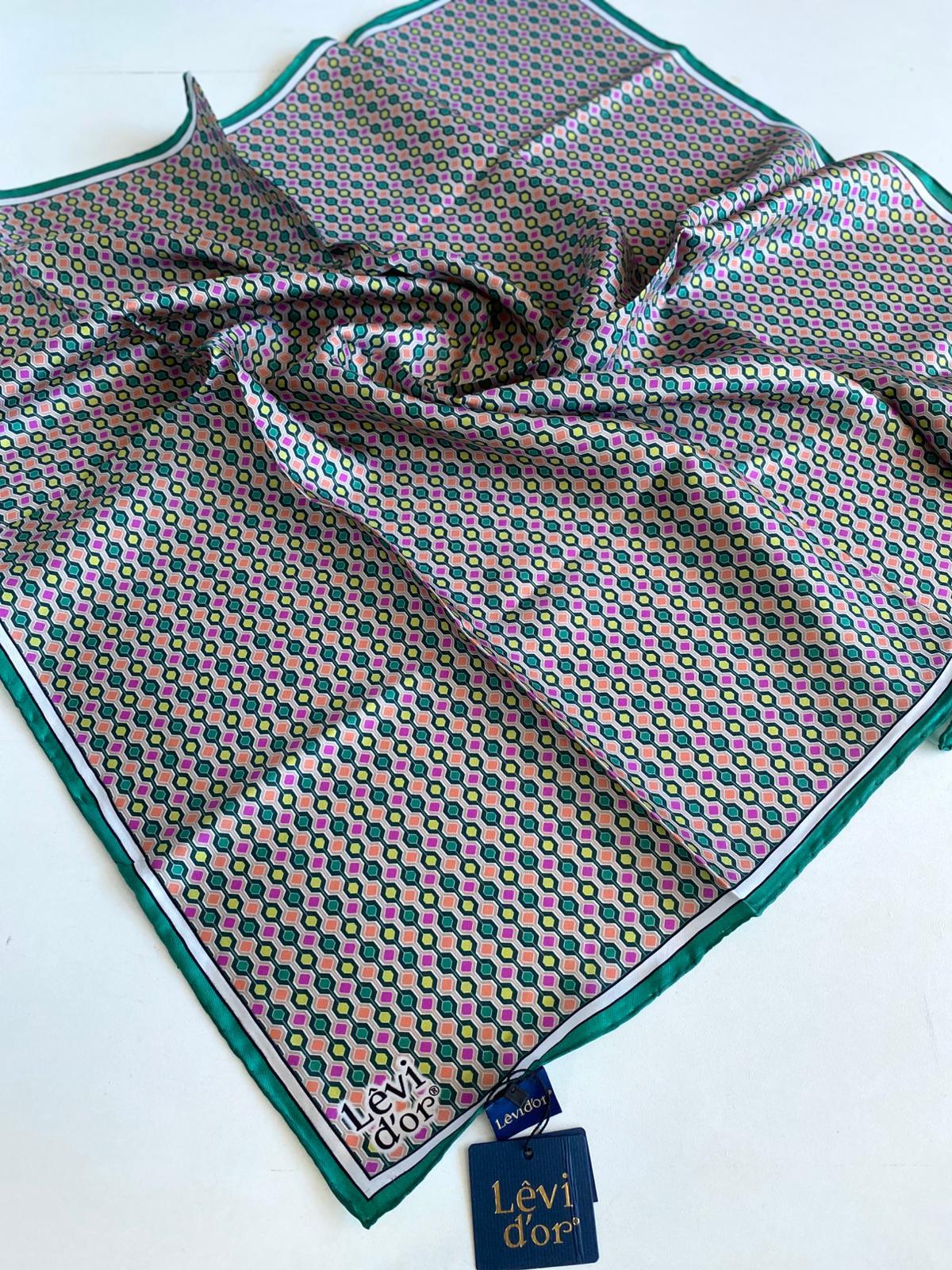 Levidor Tivil Saf İpek Eşarp 49473 Yeşil Karışık Desen