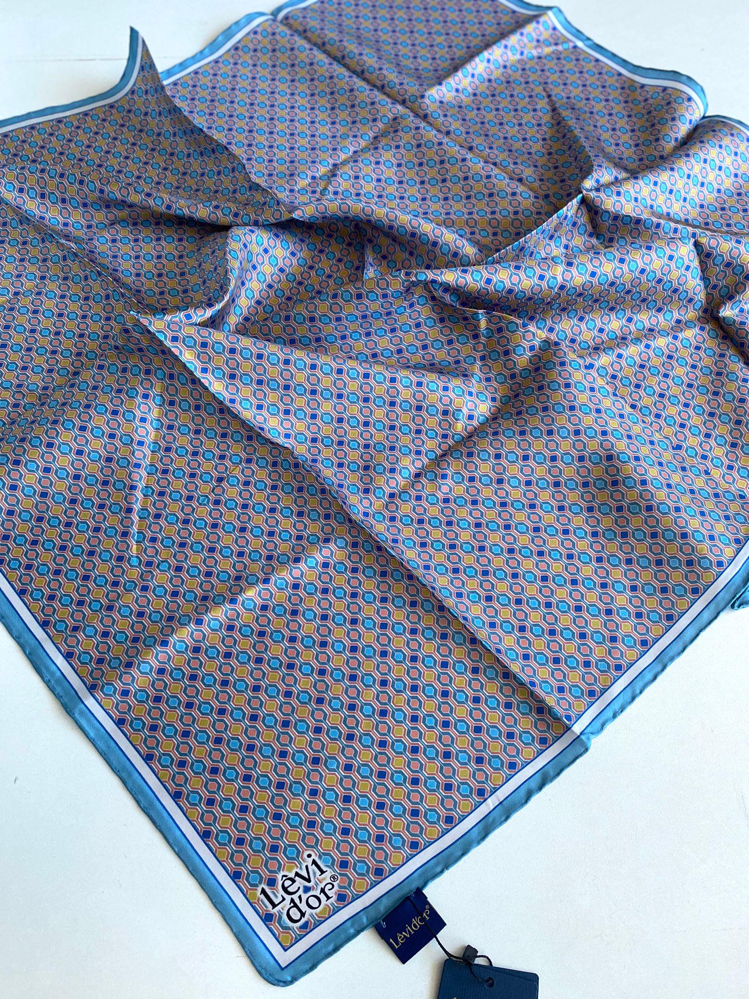 Levidor Tivil Saf İpek Eşarp 49478 Mavi Karışık Desen