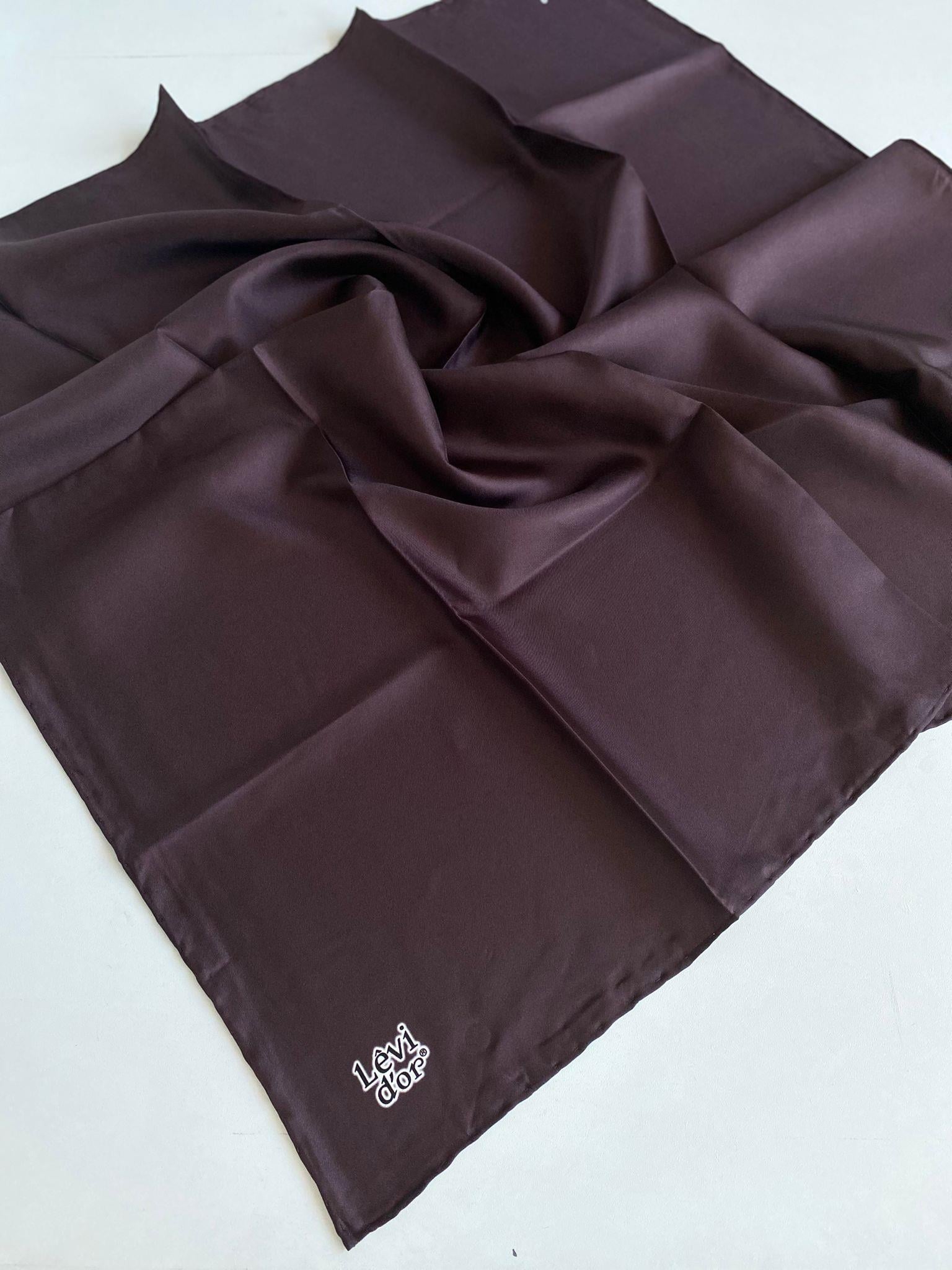 Levidor Tivil Saf İpek Eşarp 49485 Kahverengi Düz Renk 