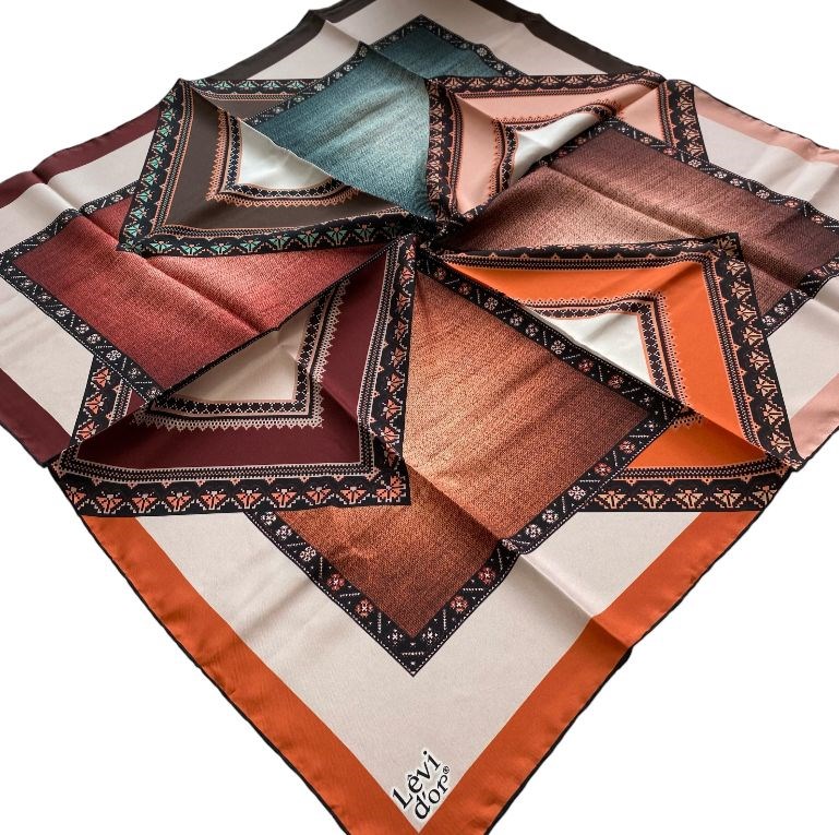 Levidor Tivil Saf İpek Eşarp 55276 Taba Etnik  Desen