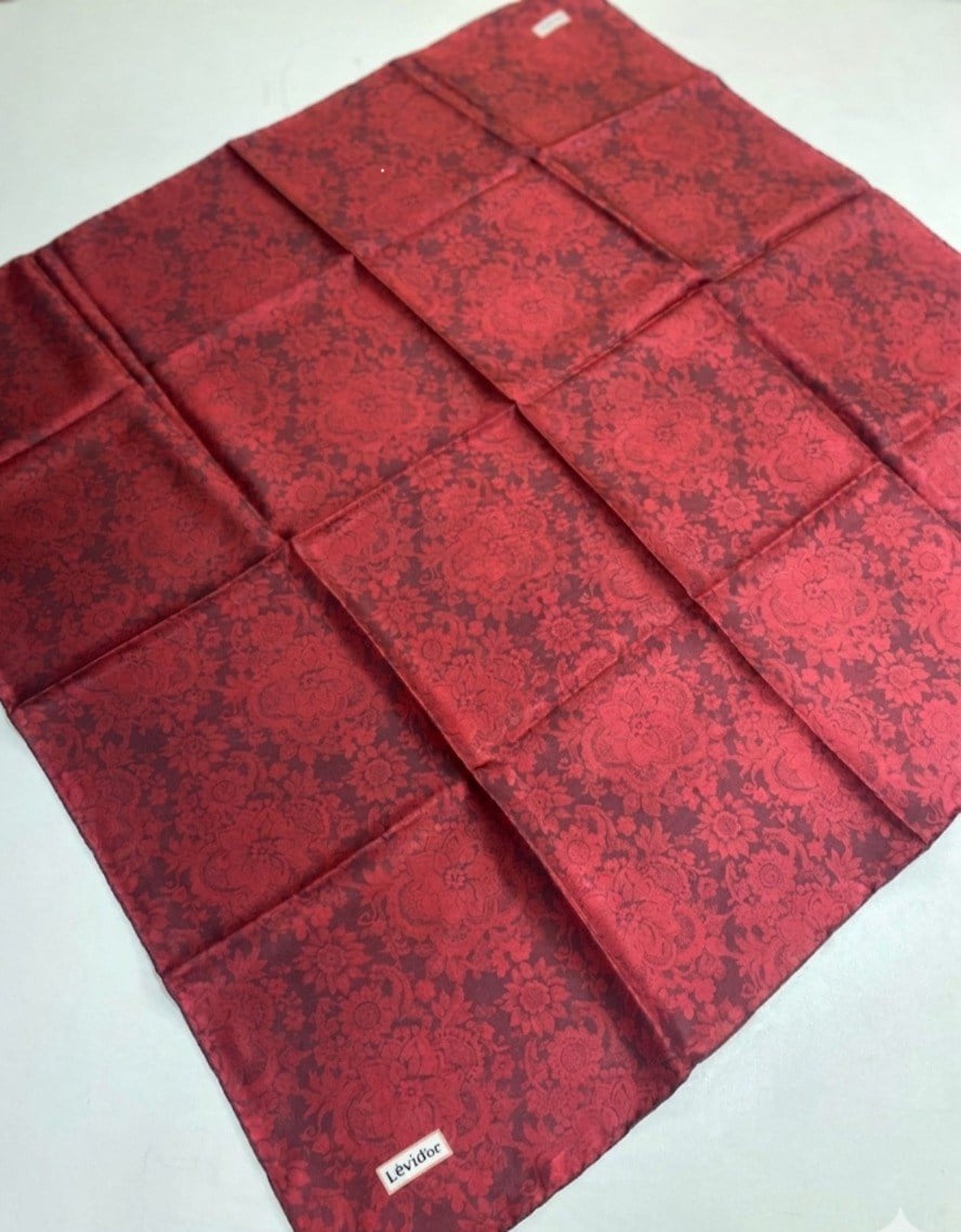 Levidor Tivil Saf İpek Eşarp IST 3025-3 Kırmızı Çiçek Desen