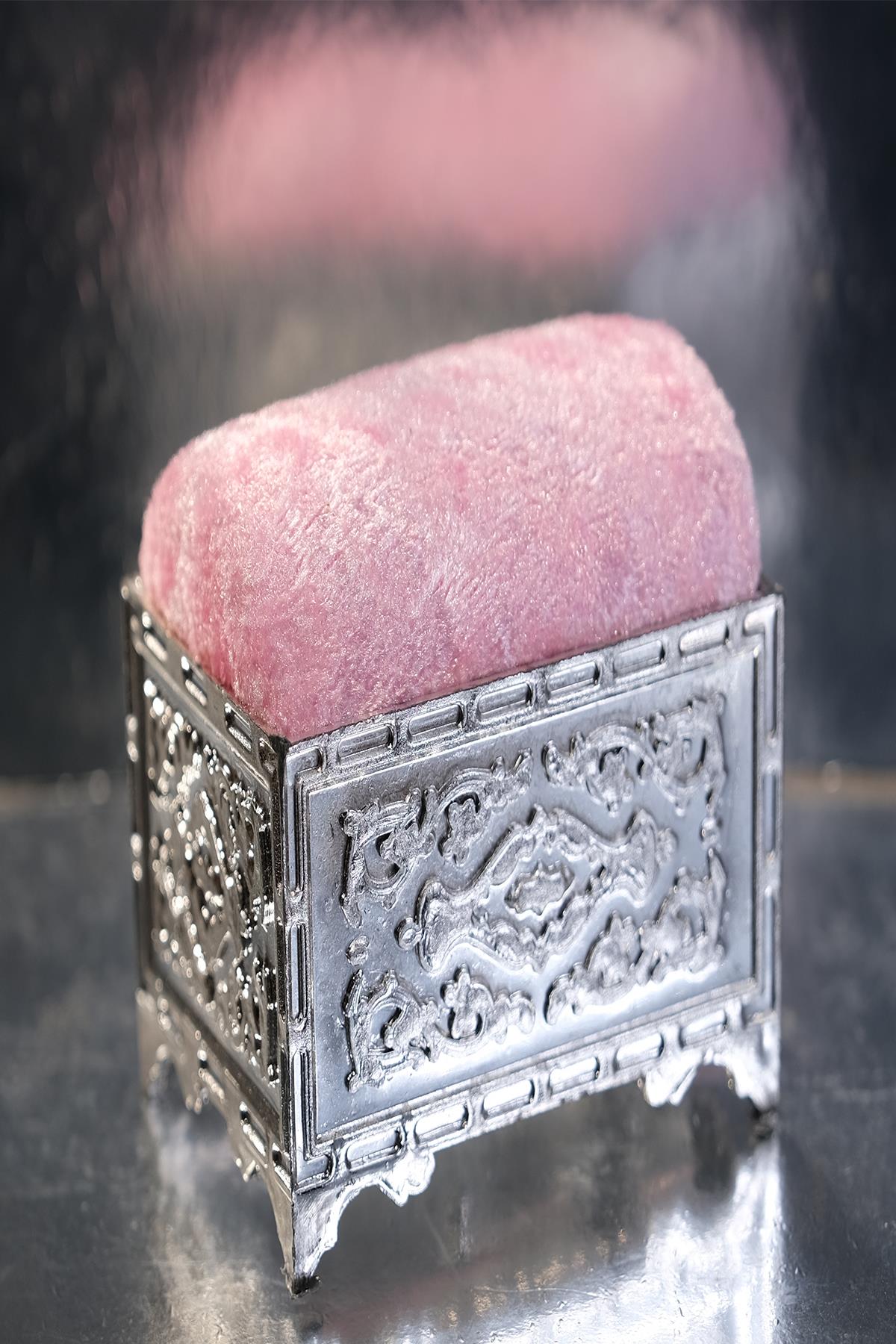 Pembe Eşarp Şal İğnedanlık Kadife Gümüş Sandık 5006_04