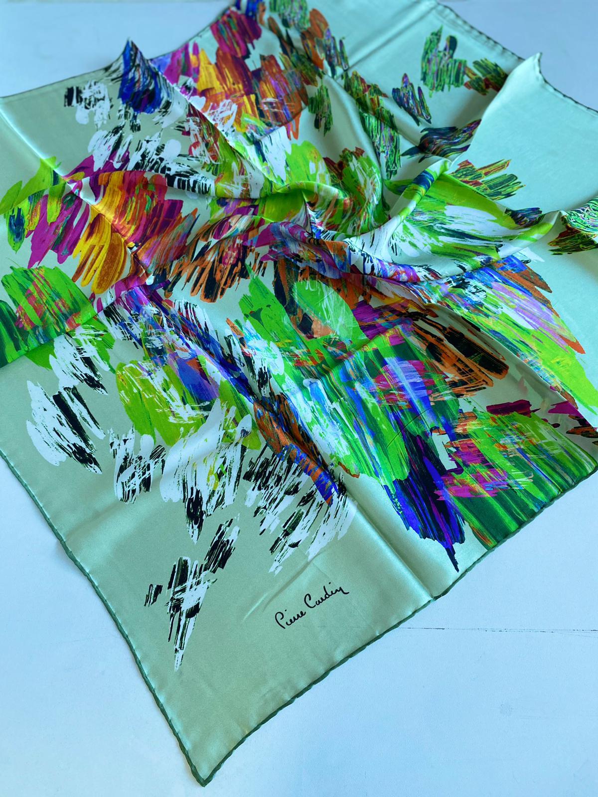 Pierre Cardin Defolu Sura İpek Eşarp 43609 Yeşil Karışık Desen