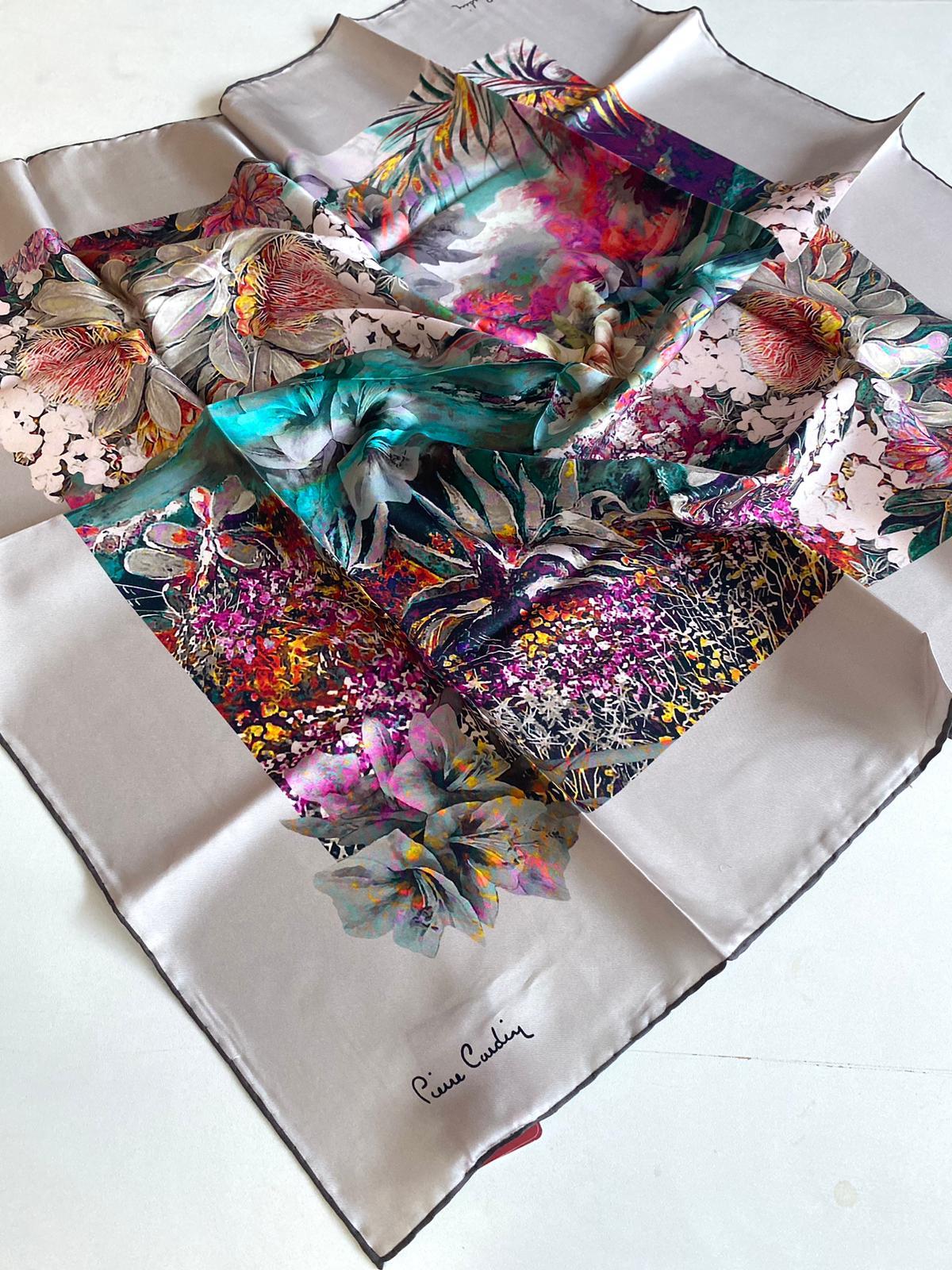 Pierre Cardin Defolu Tivil İpek Eşarp 41535 Taş Rengi Karışık Desen