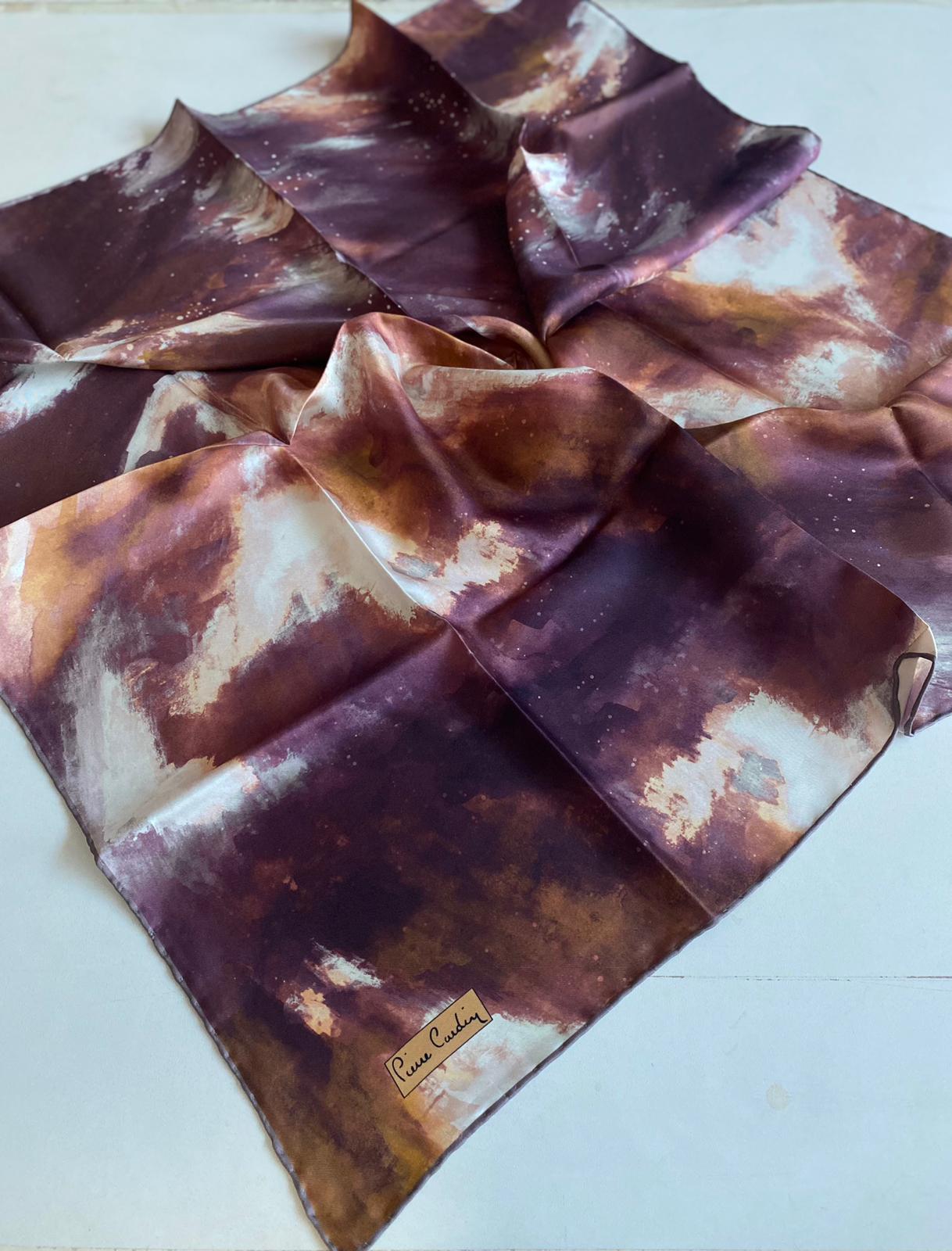Pierre Cardin Defective Twill Silk Scarf 41558 Mink Mixed Pattern