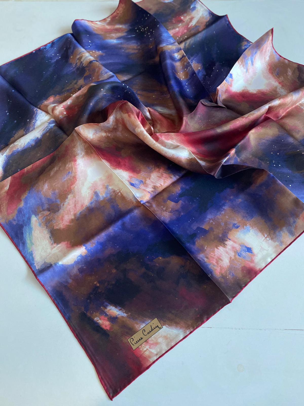 Pierre Cardin Defective Twill Silk Scarf 41563 Red Mixed Pattern