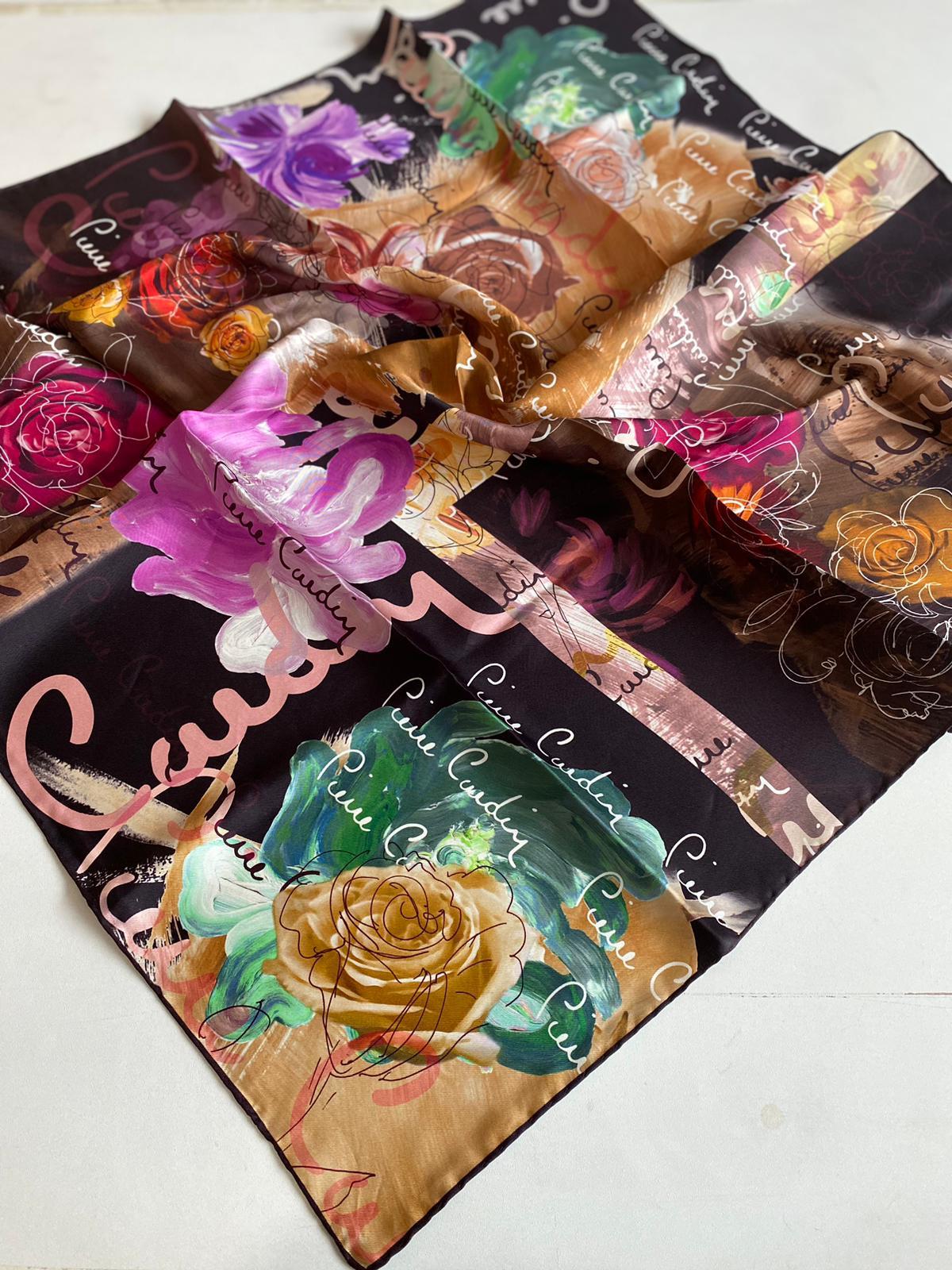 Pierre Cardin Defolu Tivil İpek Eşarp 41462 Mürdüm Karışık Desen