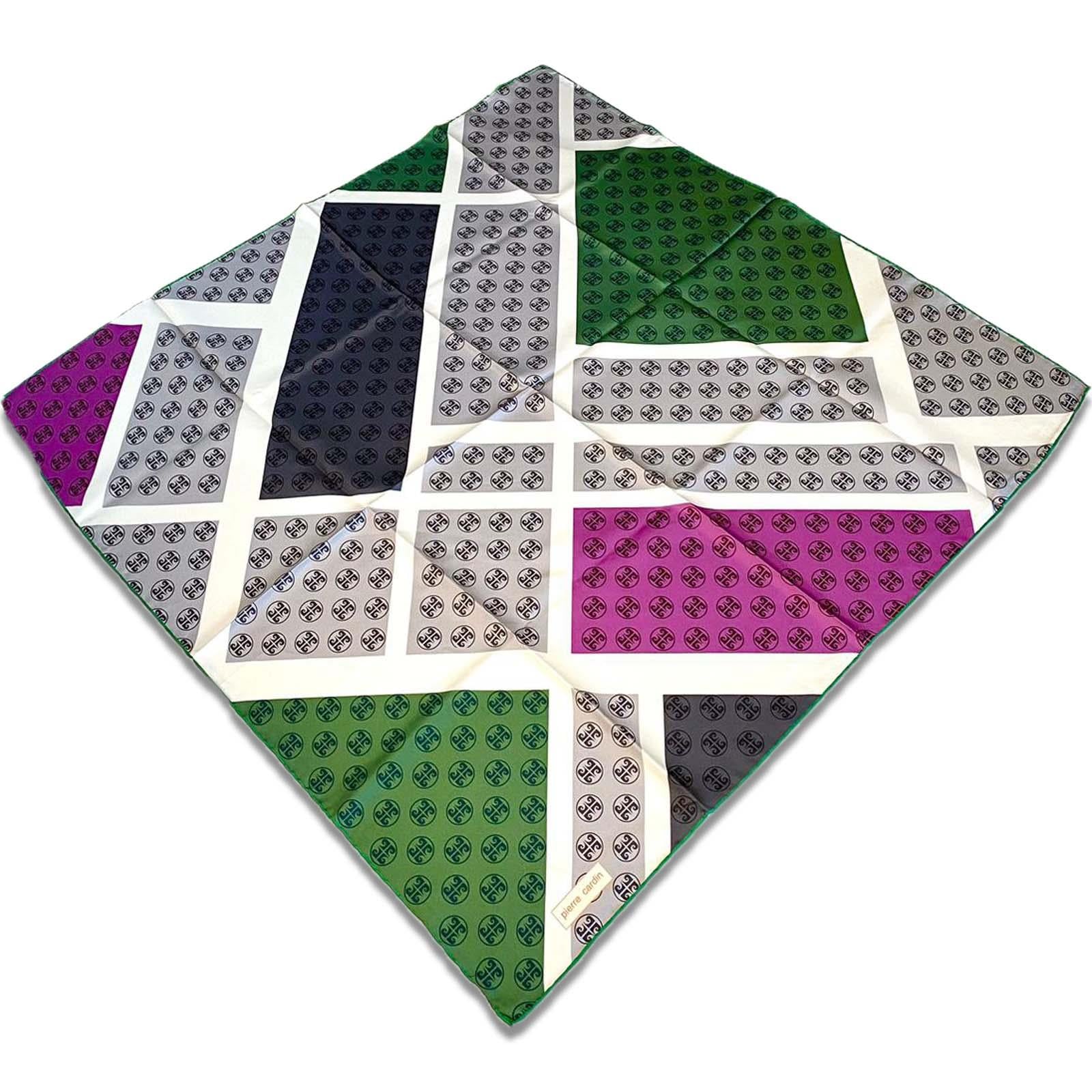 Pierre Cardin Gri Yeşil Karma Desen Tivil İpek Eşarp 8803438 - 951