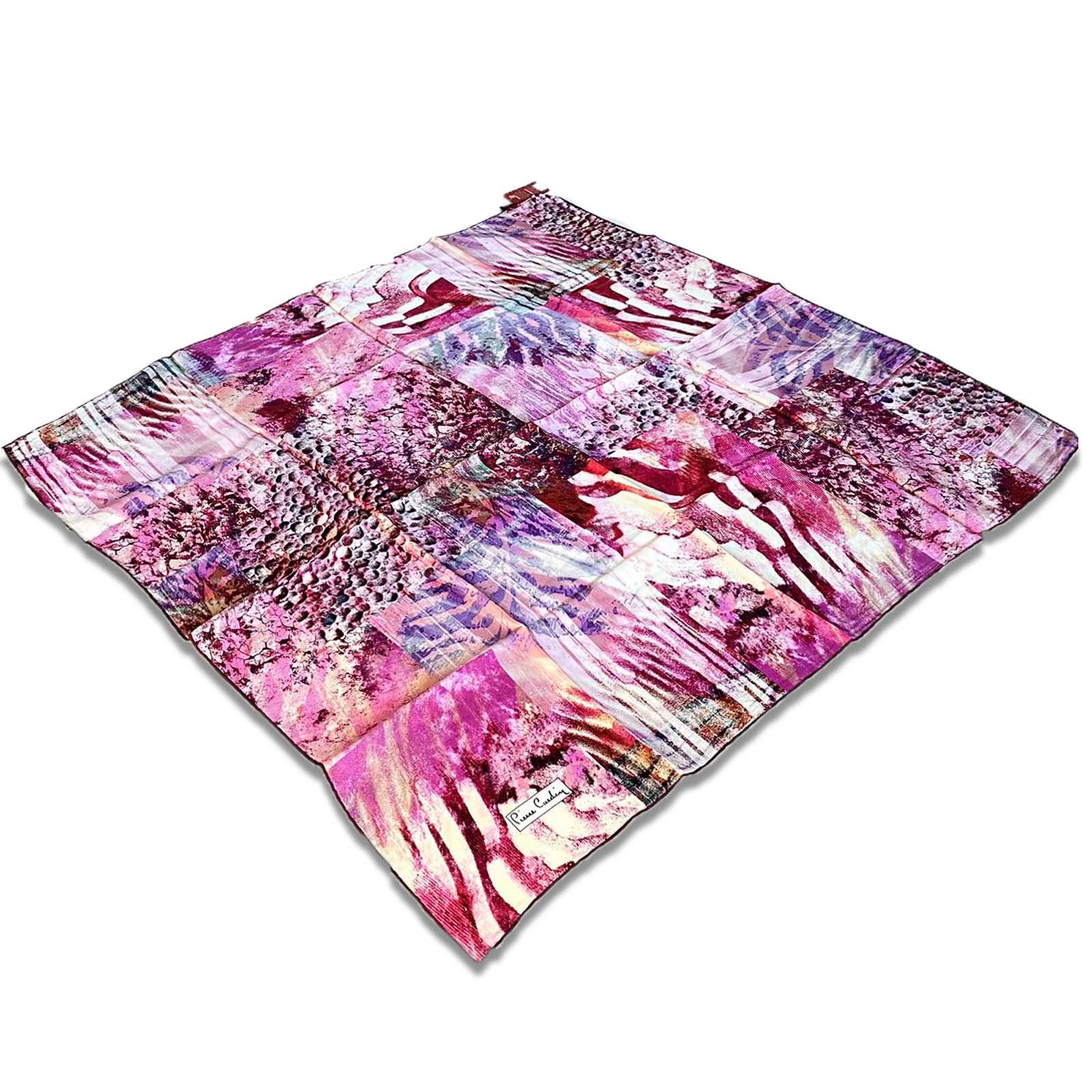 Pierre Cardin Powder Ground Patterned Satin Silk Scarf 30191