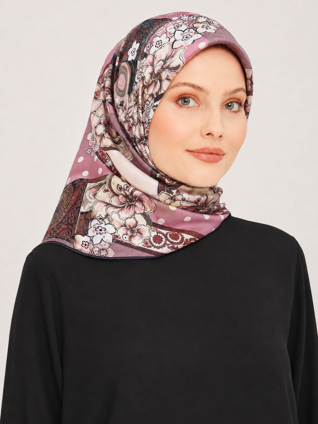 Pierre Cardin Pudra Pembe Karma Desenli Tivil İpek Eşarp 8209438 - 991