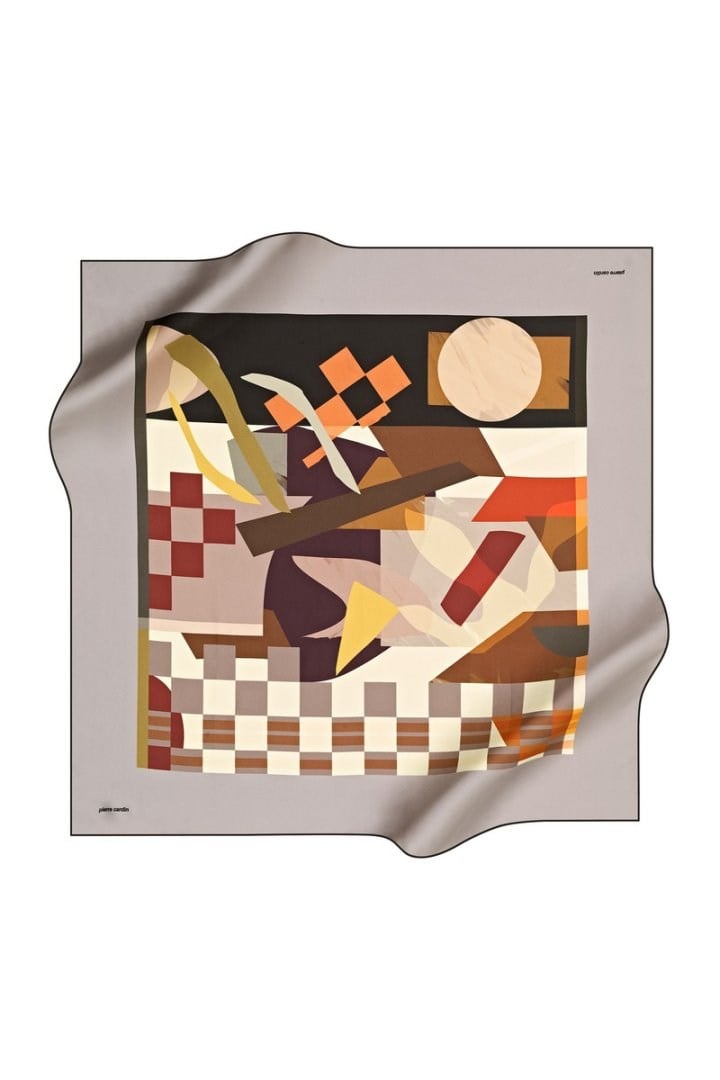 Pierre Cardin Saf Tivil İpek Eşarp 8587438 912 Gri Geometrik Desen