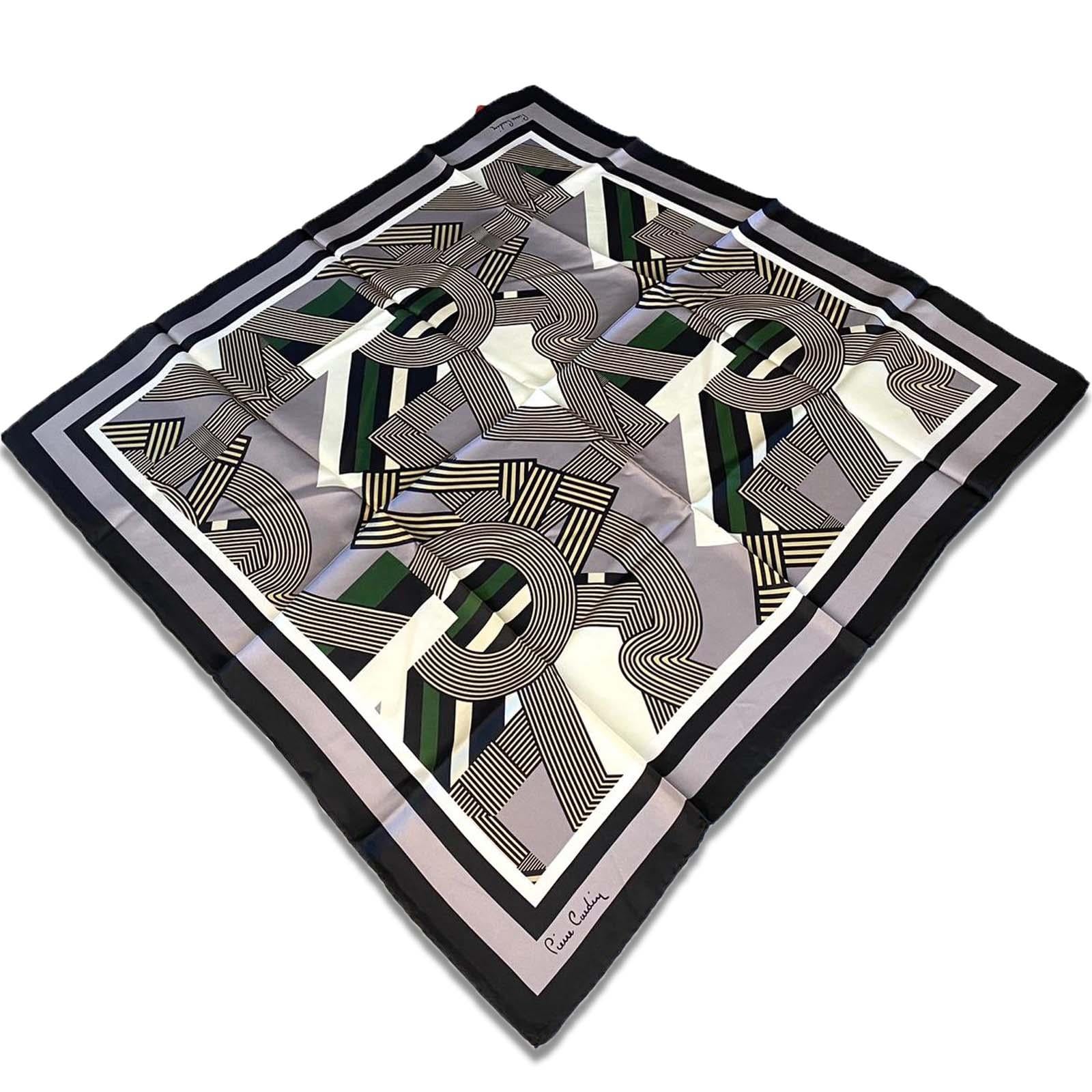 Pierre Cardin Siyah  -  Gri Geometrik Desen Tivil İpek Eşarp 8339438 - 912