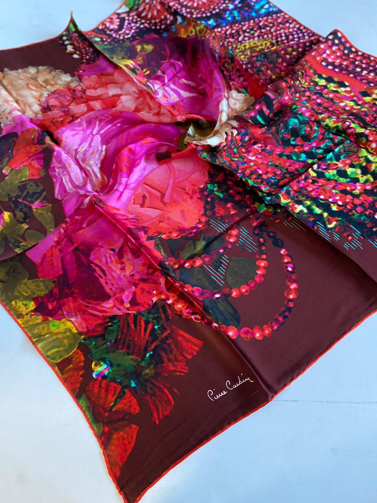 Pierre Cardin Sura İpek Eşarp 43354 Kırmızı Karışık Desen