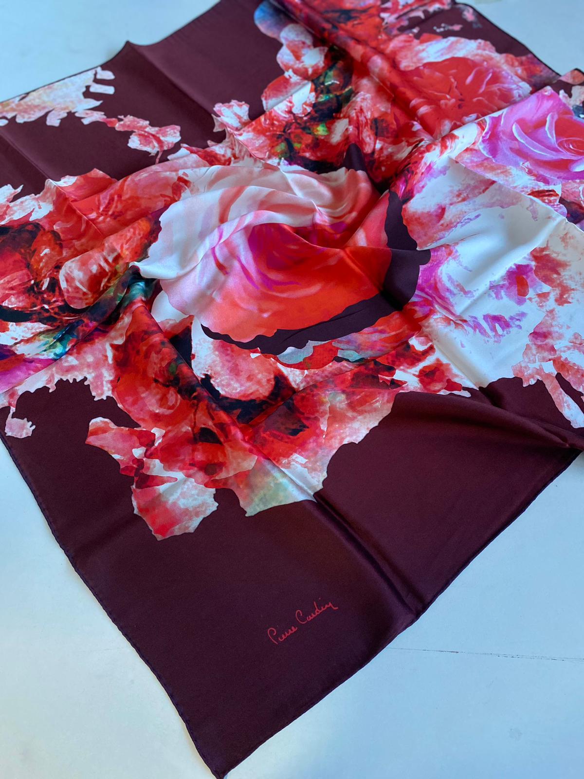 Pierre Cardin Sura İpek Eşarp 43355 Bordo Karışık Desen