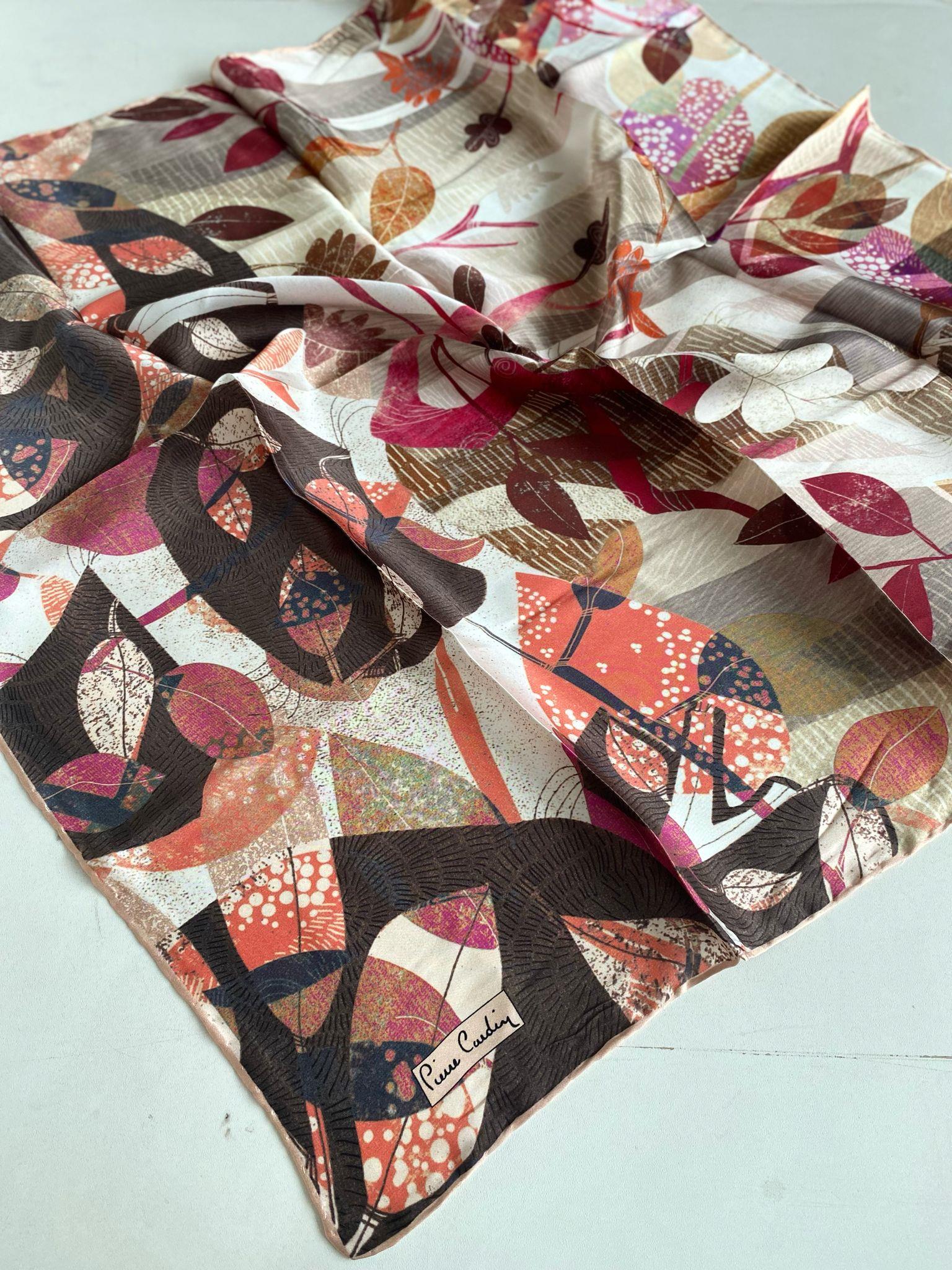 Pierre Cardin Satin Silk Scarf 46367 Salmon Mixed Pattern