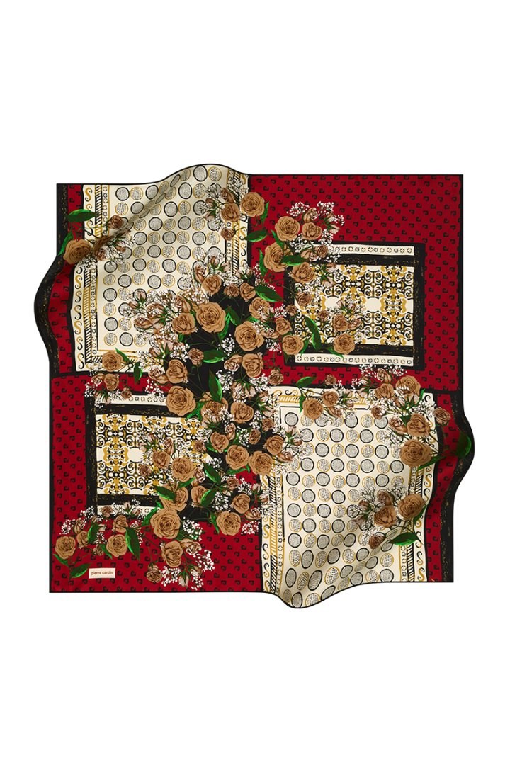 Pierre Cardin Sura İpek Eşarp 8349230 313 Bordo Çiçek Desen
