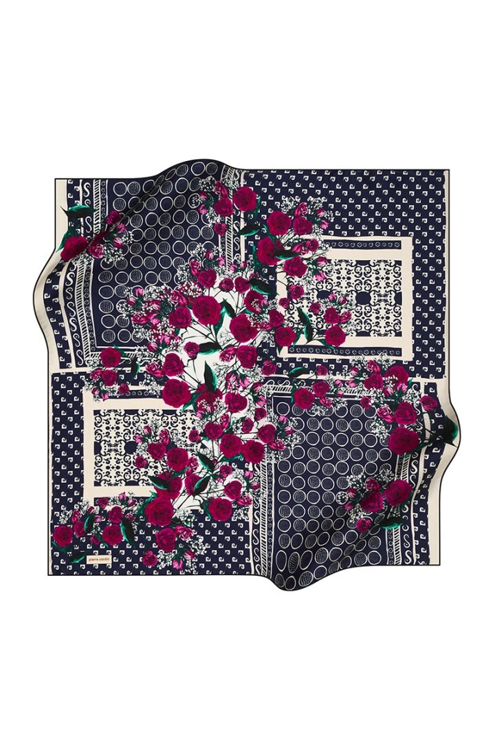 Pierre Cardin Sura İpek Eşarp 8349230 321 Lacivert Çiçek Desen