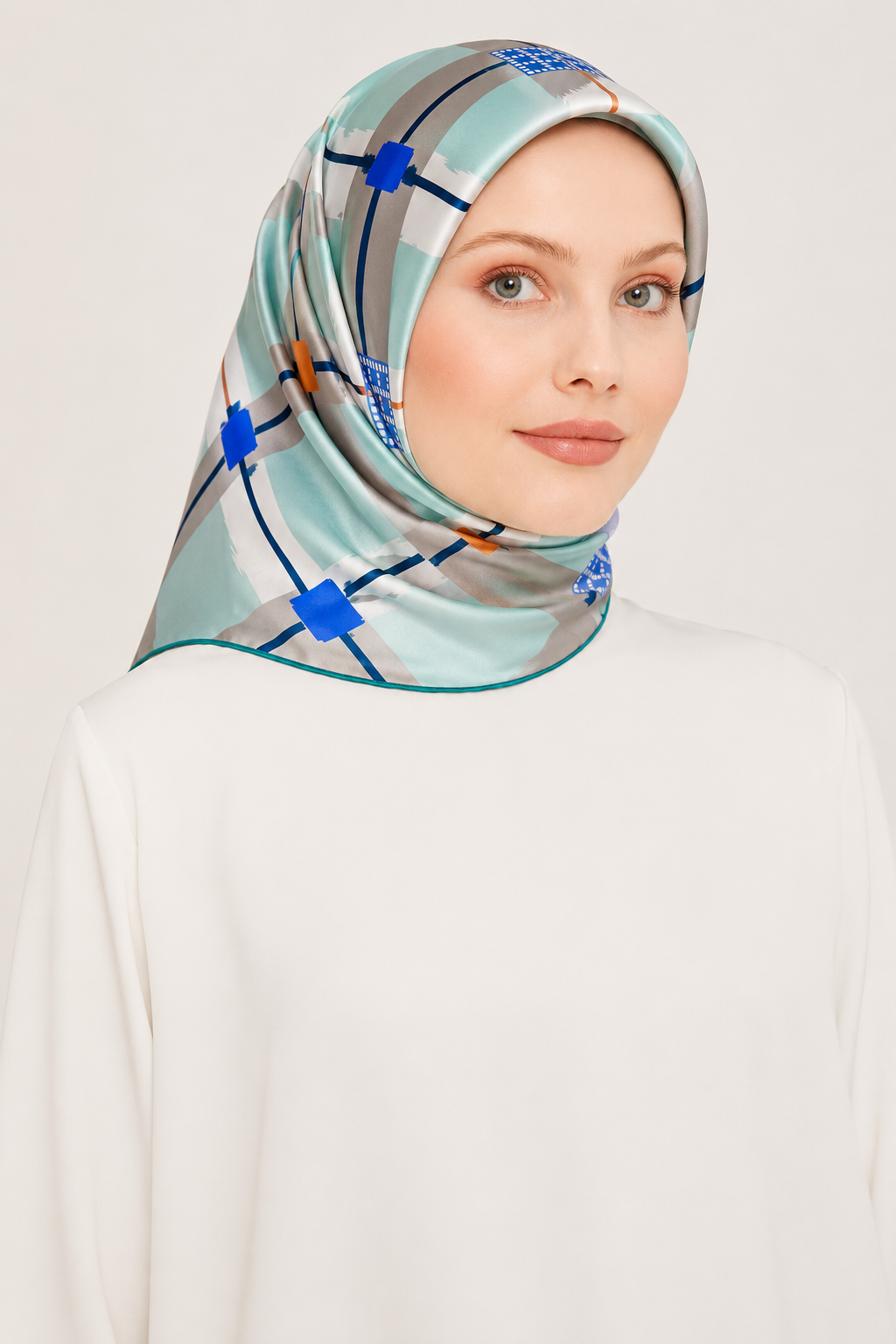 Pierre Cardin Tivil İpek Eşarp 46369 Su Yeşil Karışık Desen