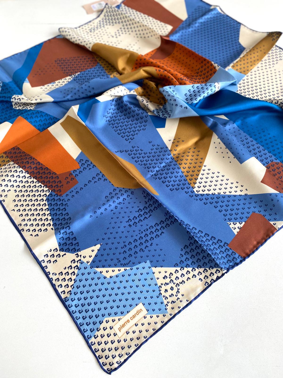 Pierre Cardin Tivil İpek Eşarp 8331438 - 921 - 48493 Mavi Karışık Desen