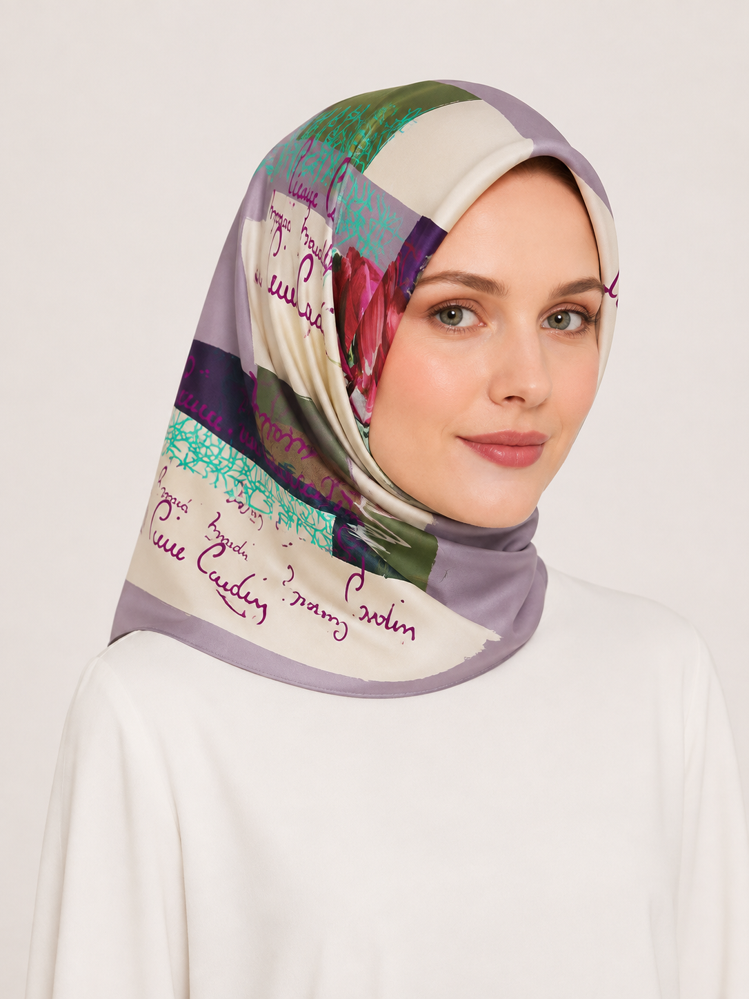 Pierre Cardin Tivil İpek Eşarp  8370438 - 991 Gül Kurusu Karışık Desen 