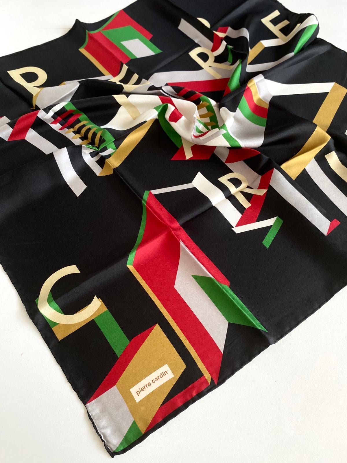 Pierre Cardin Tivil İpek Eşarp 8422438-48149 Siyah Karışık Desen