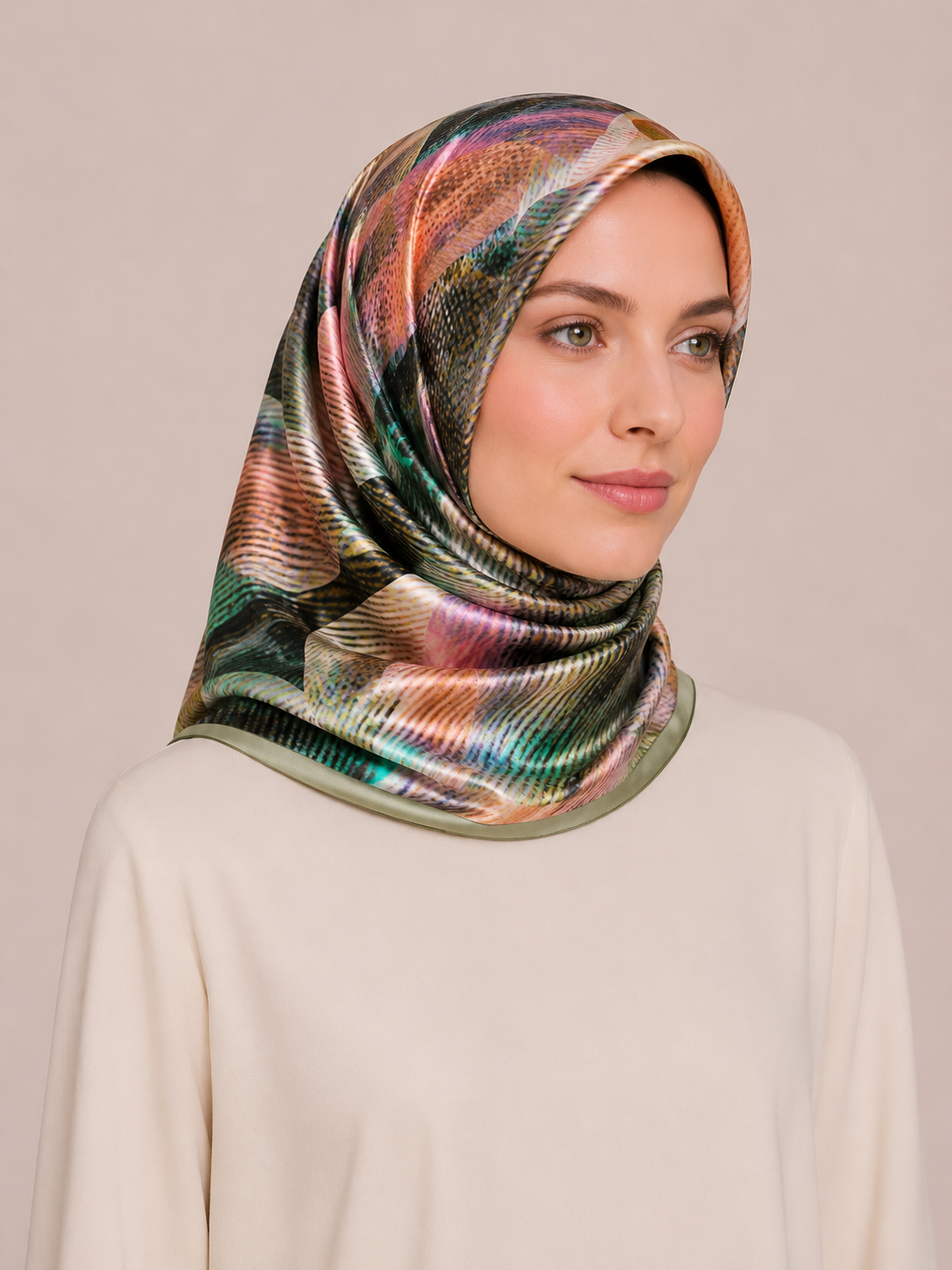 Pierre Cardin Tivil İpek Eşarp 8553438 - 951 Soft Yeşil Karışık Desen