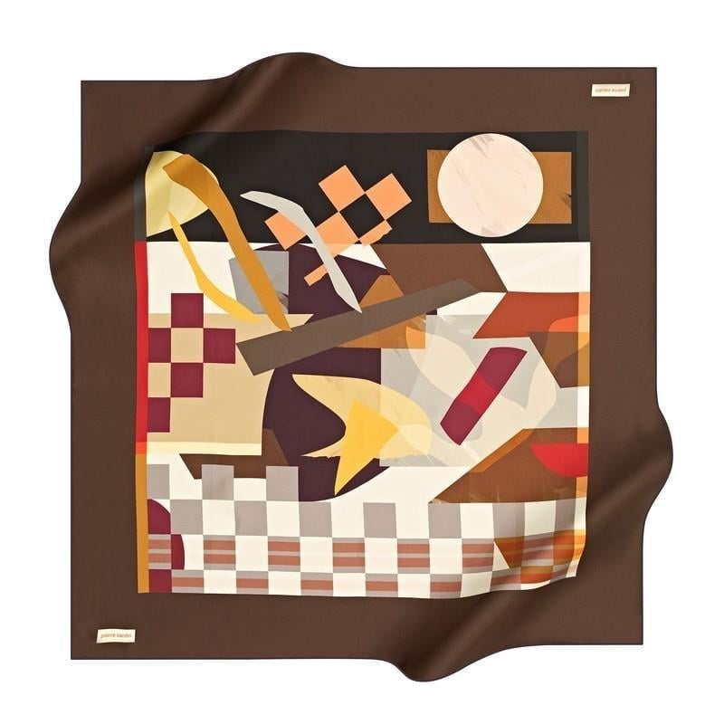 Pierre Cardin Tivil İpek Eşarp 8587438- 931 Kahverengi Geometrik Desen
