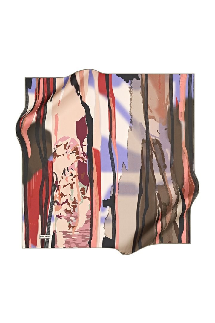 Pierre Cardin Tivil Polyester Eşarp 7671799 951 Bordo Yeşil Soyut Desen