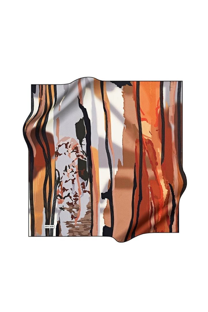 Pierre Cardin Tivil Polyester Eşarp 7671799 912 Gri Hardal Soyut Desen