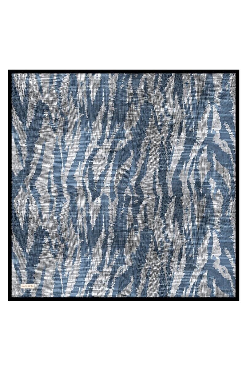 Pierre Cardin Tivil Saf İpek Eşarp 9216438 913  Lacivert Gri Karışık Desen