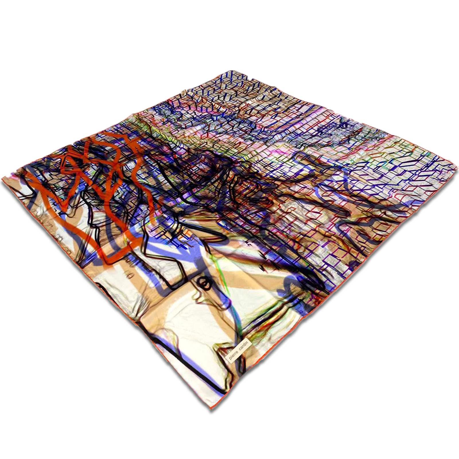 Pierre Cardin Orange Mixed Pattern Twill Silk Scarf 8861438-962