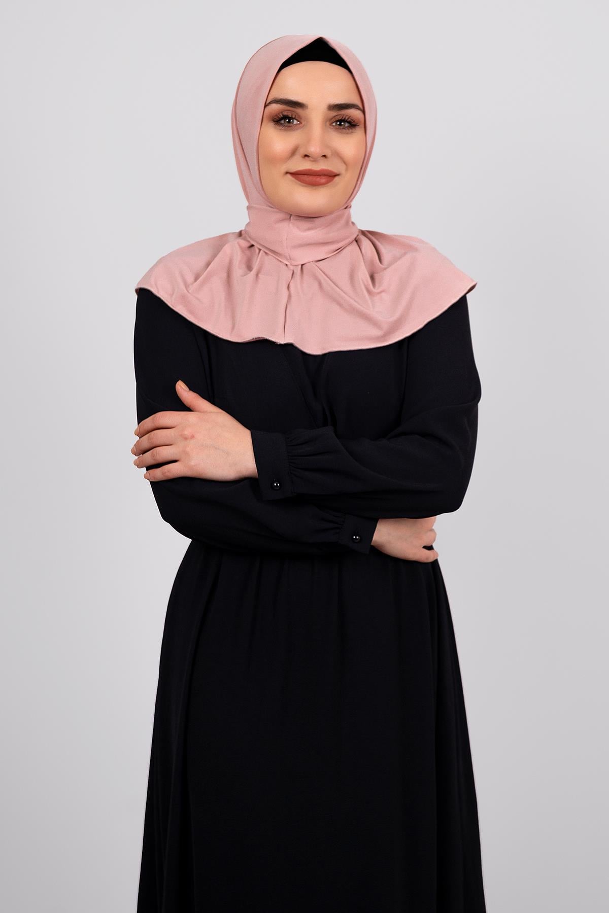 Pudra Pratik Hazır Geçmeli Tesettür Eşarp Sandy Kumaş Arkadan Çıtçıtlı 2101_06