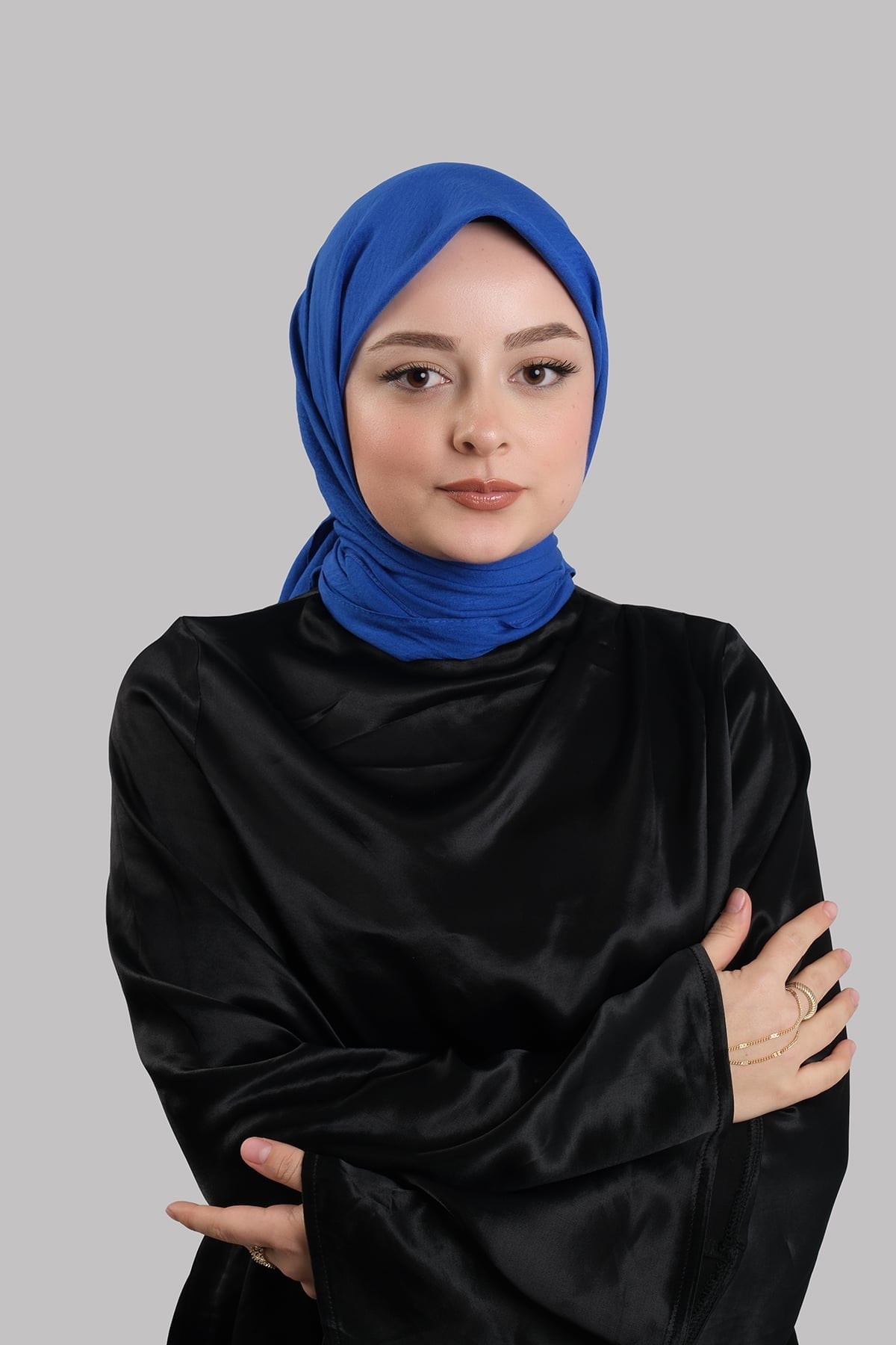 Saks Mavisi Düz Klasik Eşarp İtalyan Dikişli Pamuk Caz Sade 202210_24