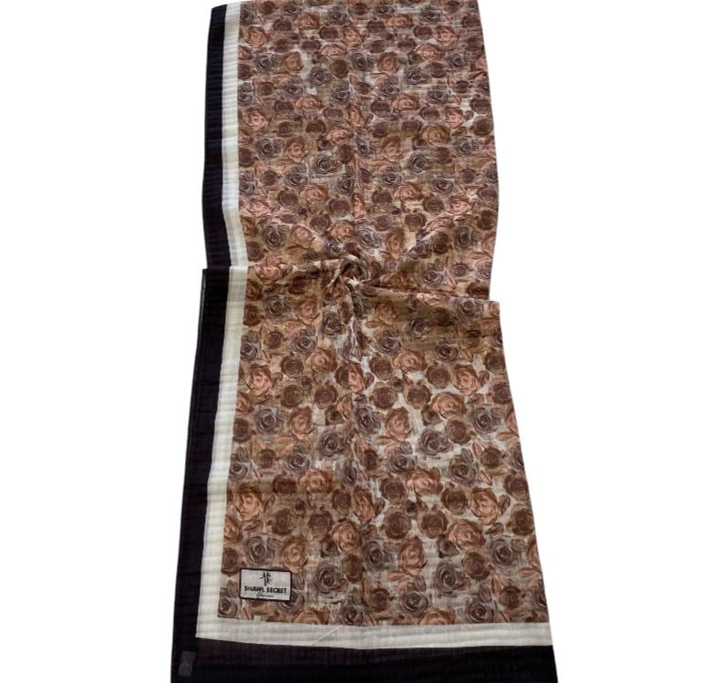 Shawl Secret Çiçek Desen Glamour Şal Acı Kahve  54265