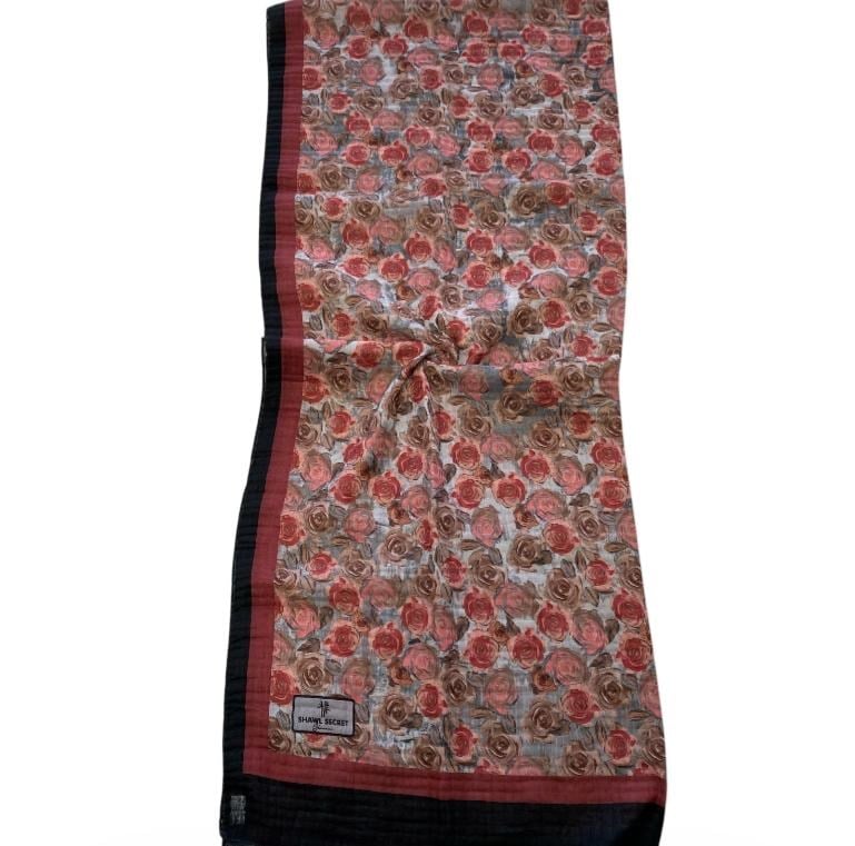Shawl Secret Çiçek Desen Glamour Şal Bordo 54268