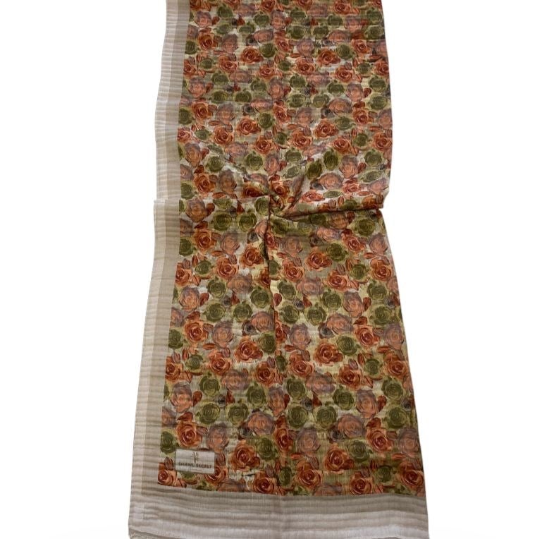 Shawl Secret Çiçek Desen Glamour Şal Bej 54264
