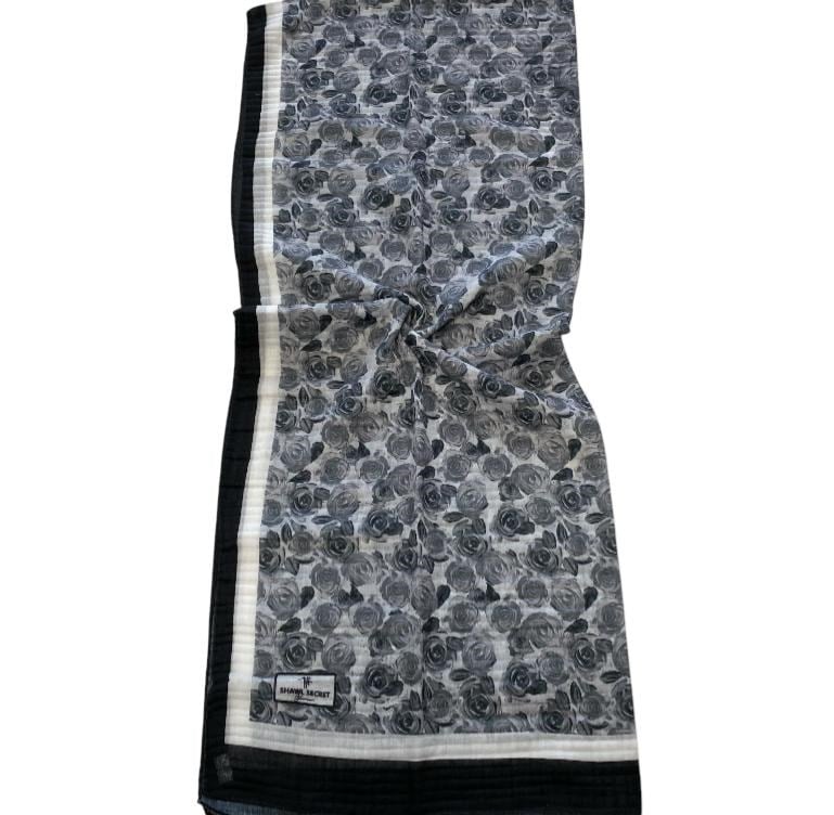 Shawl Secret Çiçek Desen Glamour Şal Gri  54267