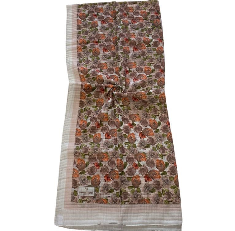 Shawl Secret Çiçek Desen Glamour Şal Pudra 54270