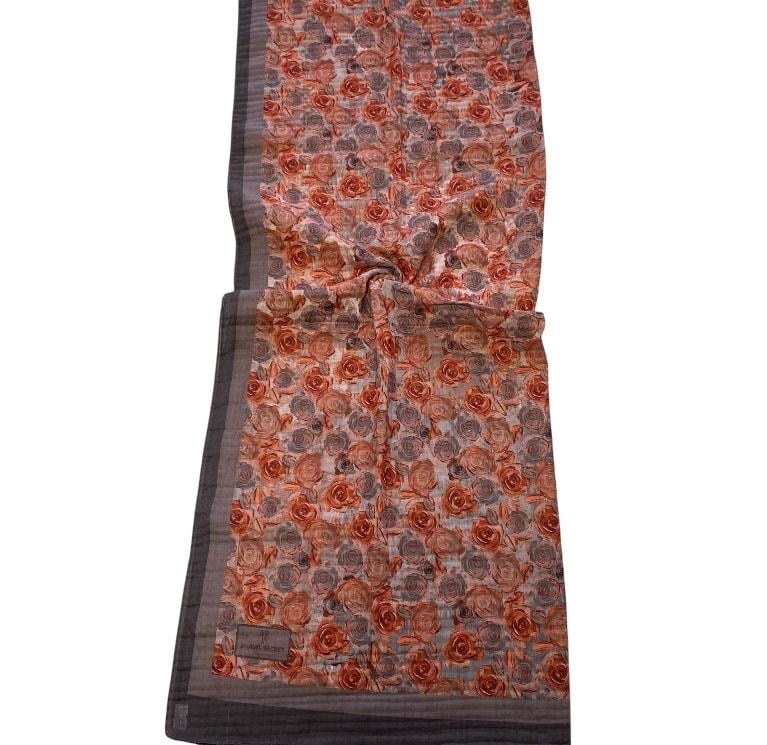 Shawl Secret Çiçek Desen Glamour Şal Taba 54263