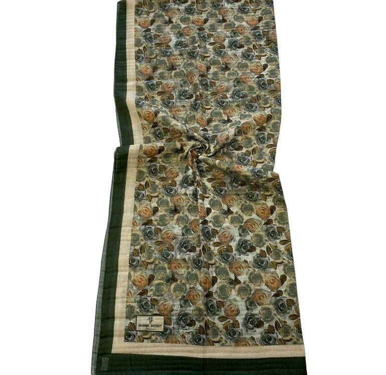 Shawl Secret Çiçek Desen Glamour Şal Yeşil  54266