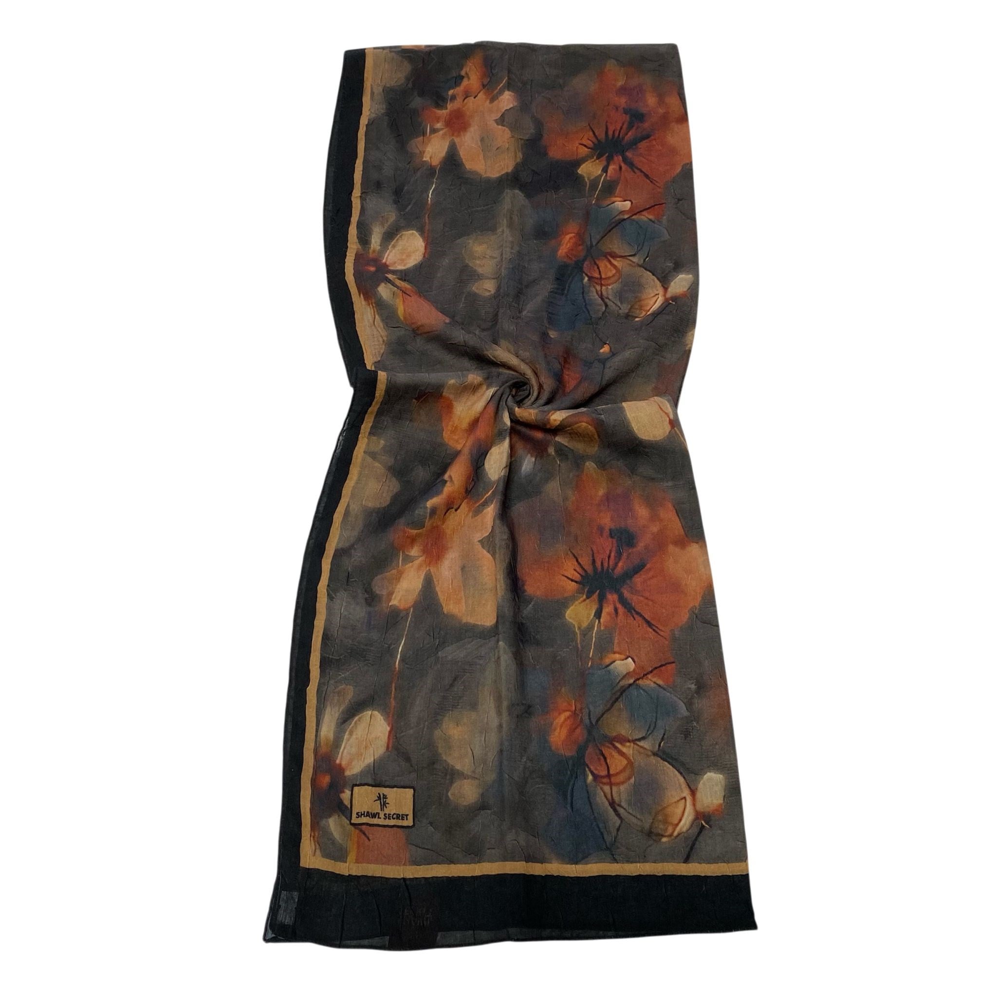 Shawl Secret Dijital Bambu Kraş Şal Turuncu 54218